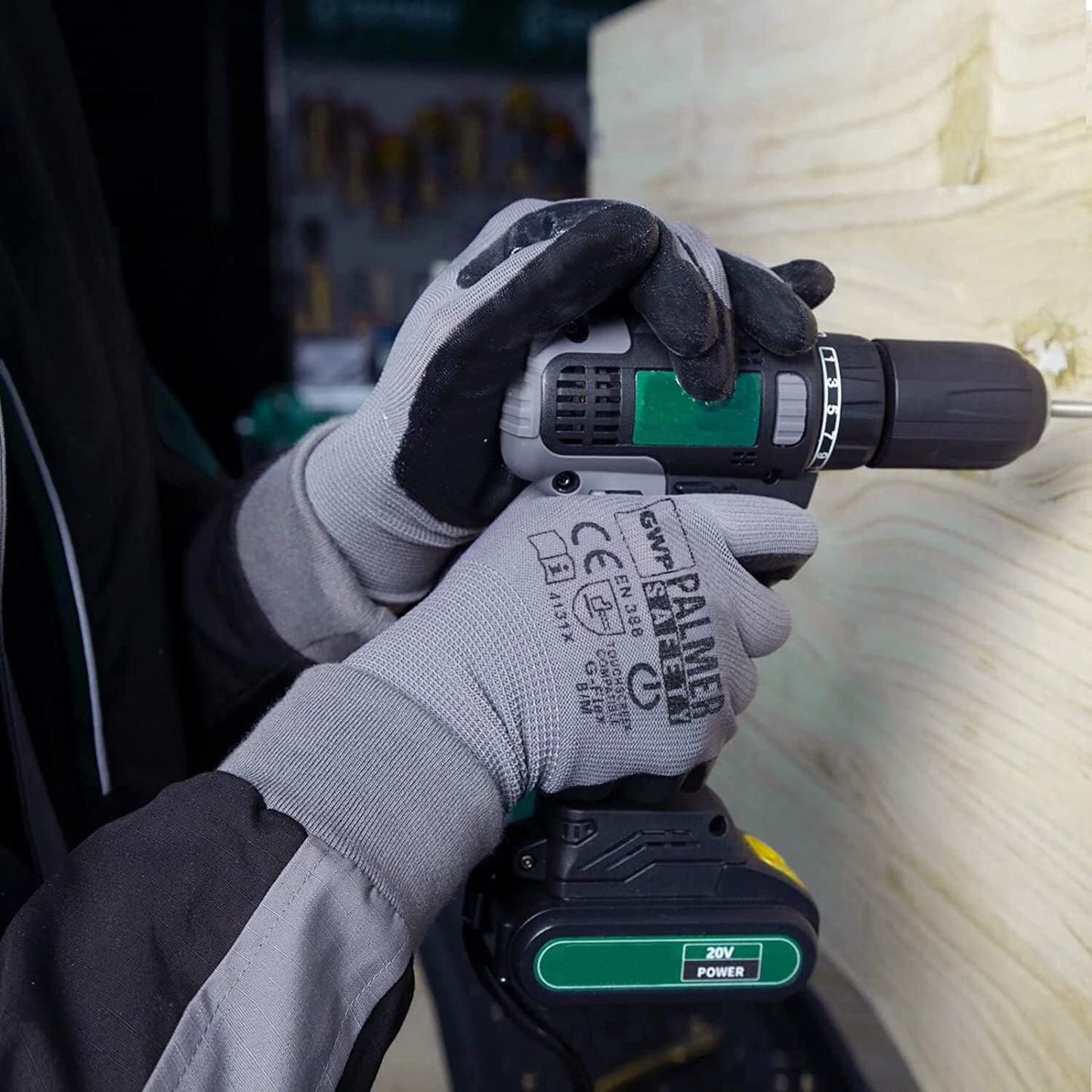 ATERET Work Gloves 12 Pairs Micro-Foam Nitrile Coated Safety Gloves, Seamless Knit Nylon Gloves Home Improvement General Use