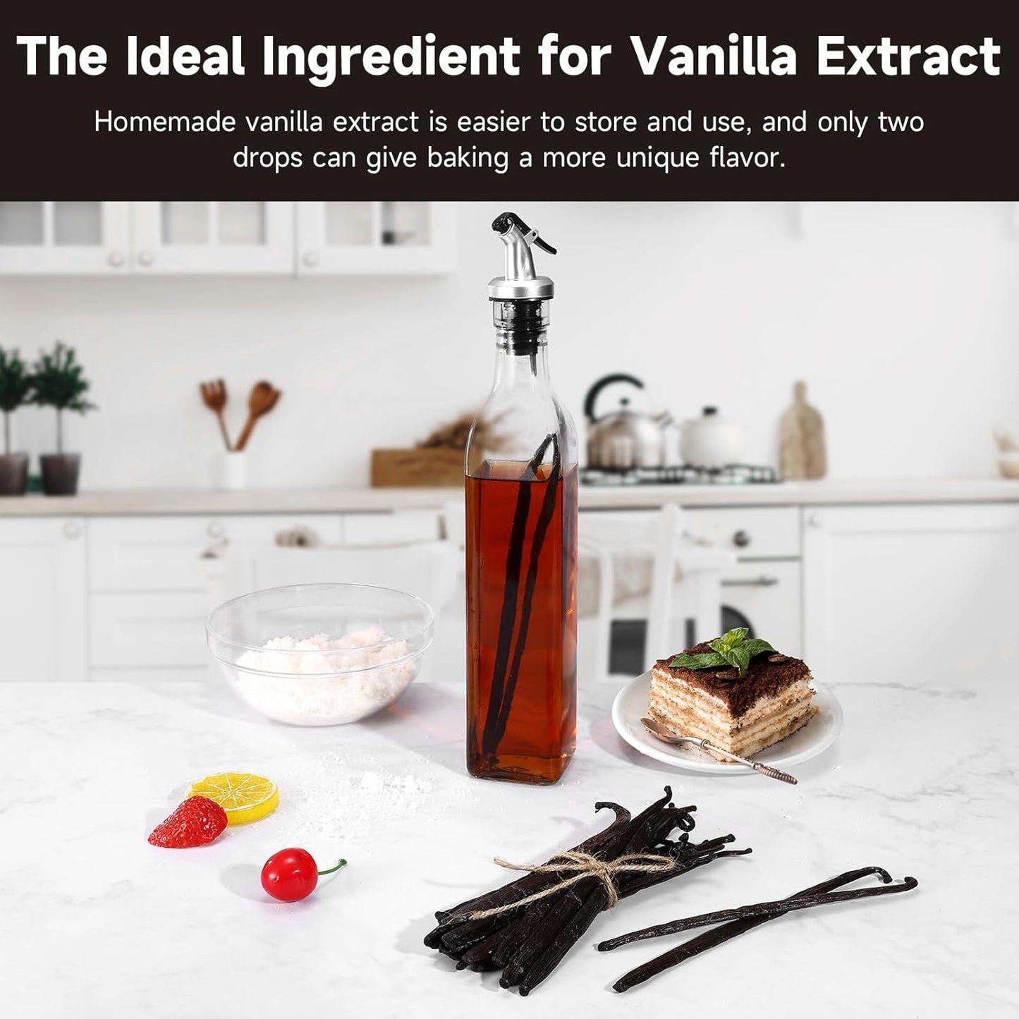 SPICEEL Madagascar Vanilla Beans Grade A Vanilla Pods for Making Extract, Whole 5" - 7" Vanilla Beans for Baking, 25 Counts