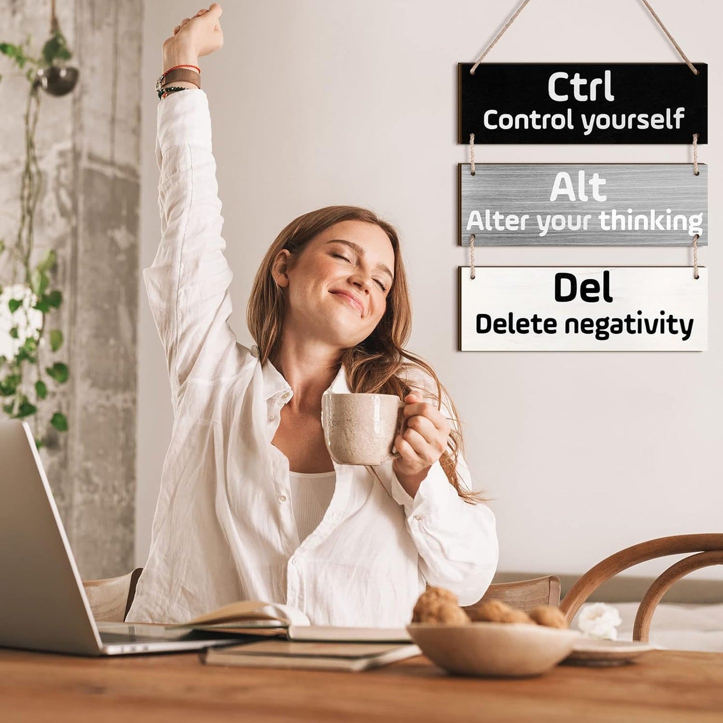 Office Wall Decor Inspirational Wall Art for Motivational Plaques Rustic Wooden Hanging Decor Positive Saying Quote Sign Art for Home Office Living Room(Black, Gray, White)