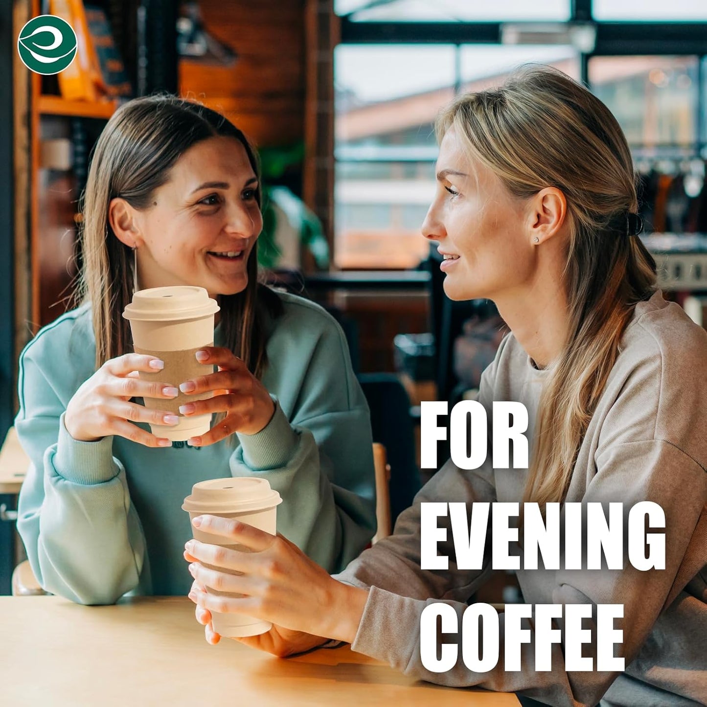 ECO SOUL 100% Compostable Coffee Cups With Lids & Sleeves - 12 Oz (200 Counts) To Go Coffee Disposable Bagasse Cups |Sturdy & Eco-Friendly Cups for Cafes, Party, Office