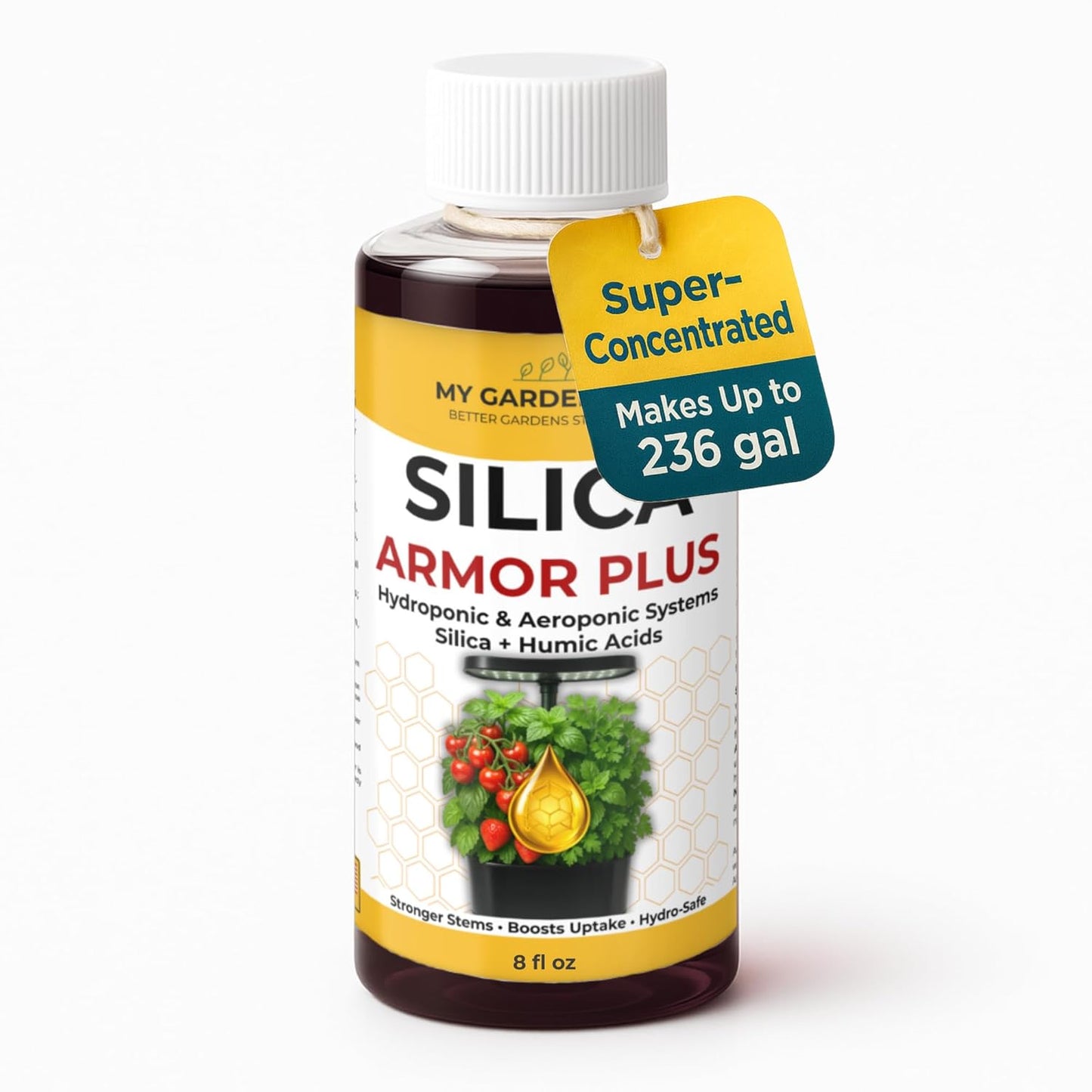 Silica for Plants with Humic Acid, Hydroponic & Aeroponic Fertilizer 0-0-4 – Stronger Stems, Boosts Uptake, Hydro-Safe Nutrients (8 OZ)