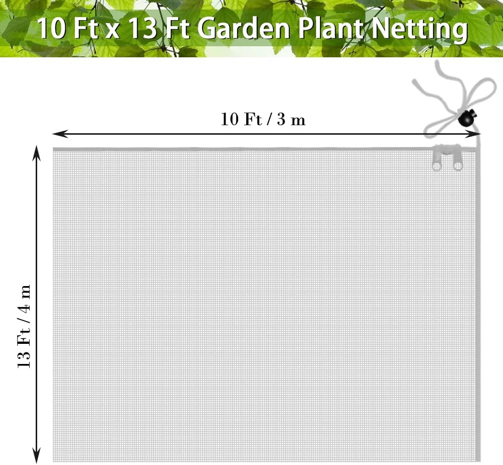 Fruit Tree Netting Covers with Zipper to Protect from Squirrels and Birds Large Netting for Fruit Trees Net Protection, White, 10' x 13', 2 Pack
