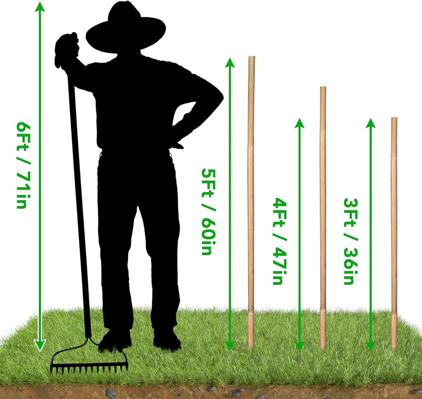 SWANGSA 40 Pack Bamboo Stakes for Plant 5 Feet(57.5inch), Bamboo Sticks Plant Support Garden Stakes Poles with 200pcs Twist Ties for Tomatoes, Beans, Potted Plants, Indoor and Outdoor Climbing Plants