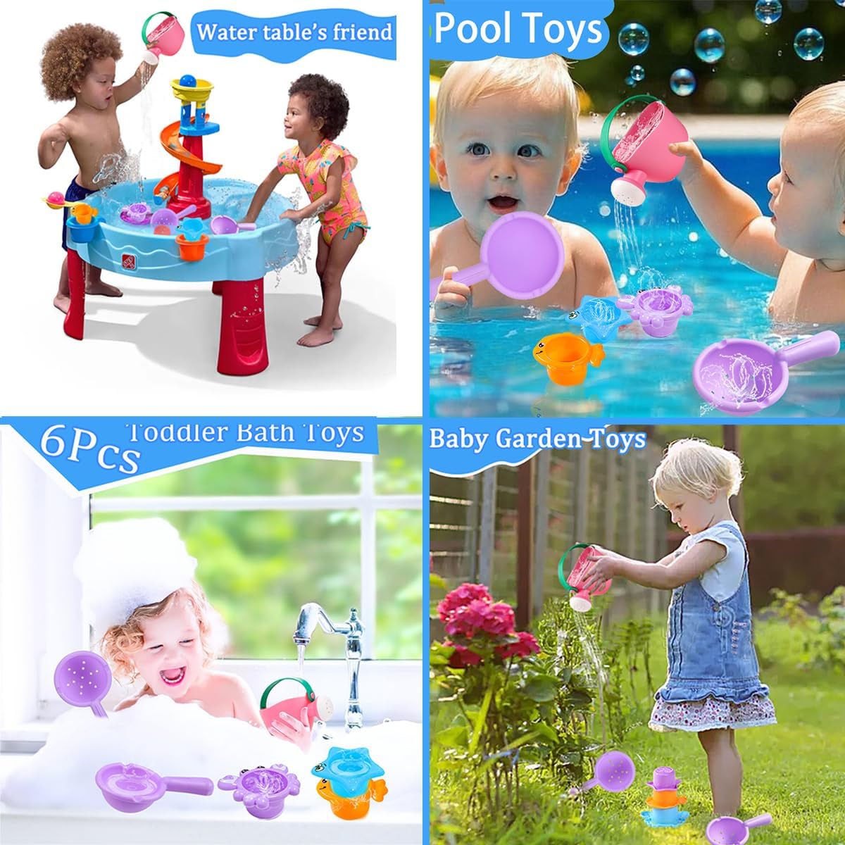 Baby Bath Toys for Kids Ages 1-3 Toddler Bath Pool Toys for 1-3 2-4 Water Can Bathtub Pool Water Table Beach Toys Baby Gifts (Small Hand) (Small-6Pcs)