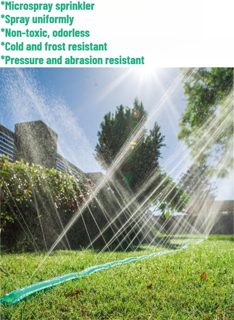 PVC Flat Soaker Hose drip Garden Vegetable Water Hose Irrigation Spray Hose Double Connector with Holes (75FT)