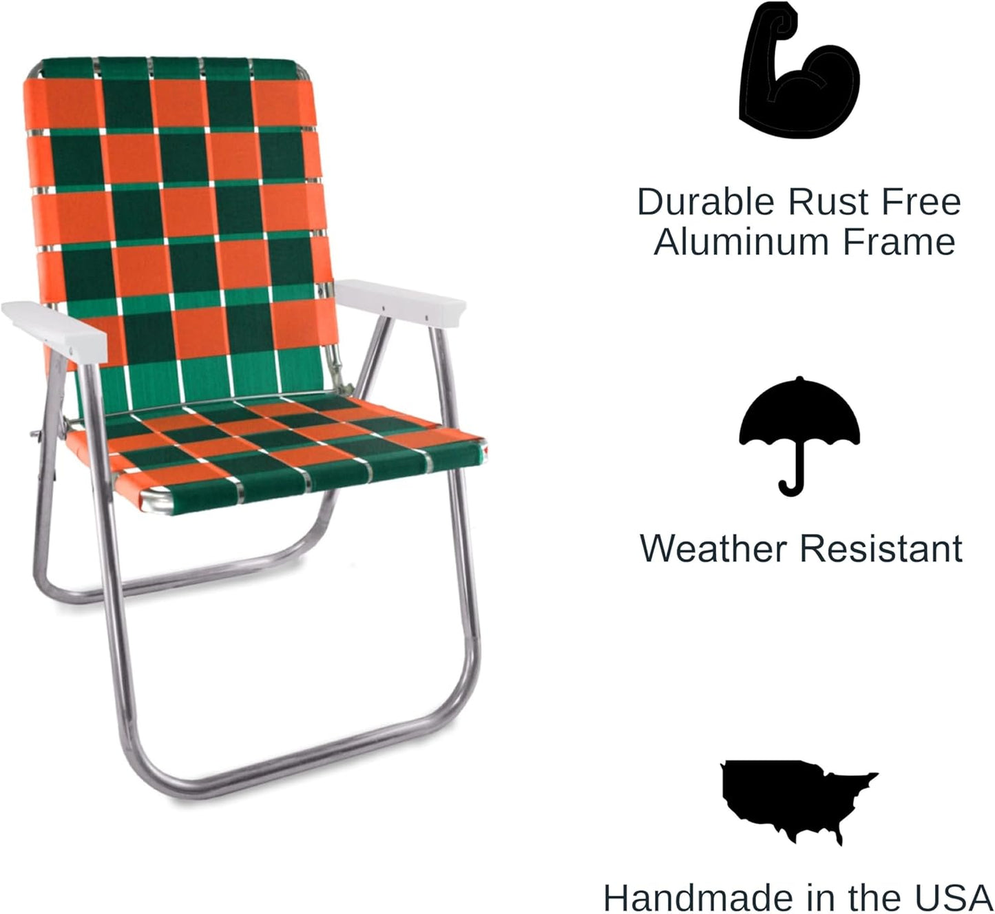 Lawn Chair USA Folding Aluminum Outdoor Patio Lawn Chair | Heavy-Duty Webbed Chairs for Camping, Sports, Beach, Yard & Tailgating | Lightweight Portable | Classic - Florida Theme
