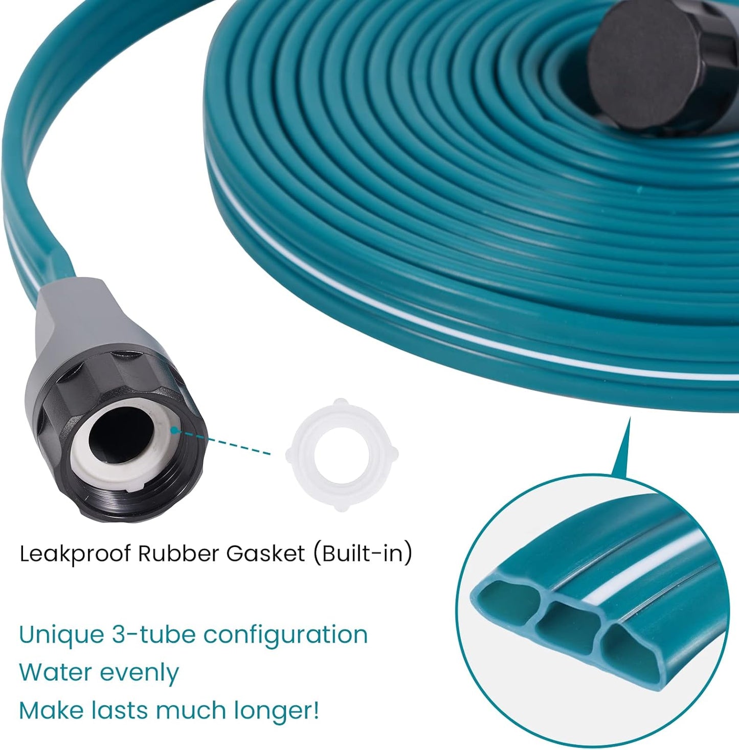 LINEX Sprinkler Soaker Hose 15 ft 2 pack for Garden Lawn Watering Hose with Stakes