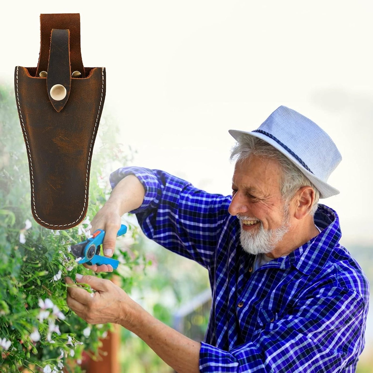 Plier Holder for Belt, Durable Leather Sheath Pouch Holder Gardening Tools Holster Belt Case for Garden Pruning Pliers Shears Scissors or Knife,Tools Gifts for Men Dad Husband Boyfriend