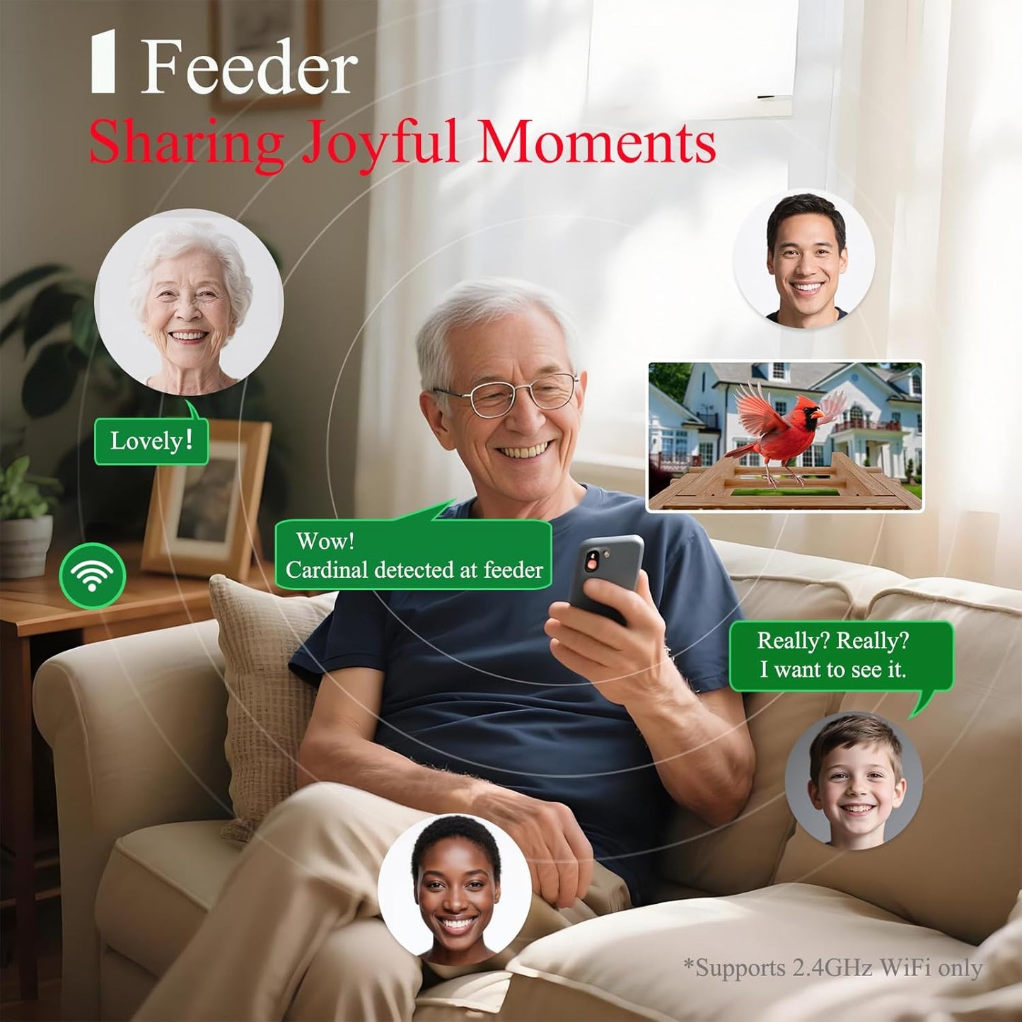 Smart Bird Feeder with Camera for Wild Birds - Identifies 11,000+ Species, Solar Panel Wireless Outdoors Bamboo Birdhouse with Cam, 2K HD Live Video & Instant Alerts - Bird Lover Gifts