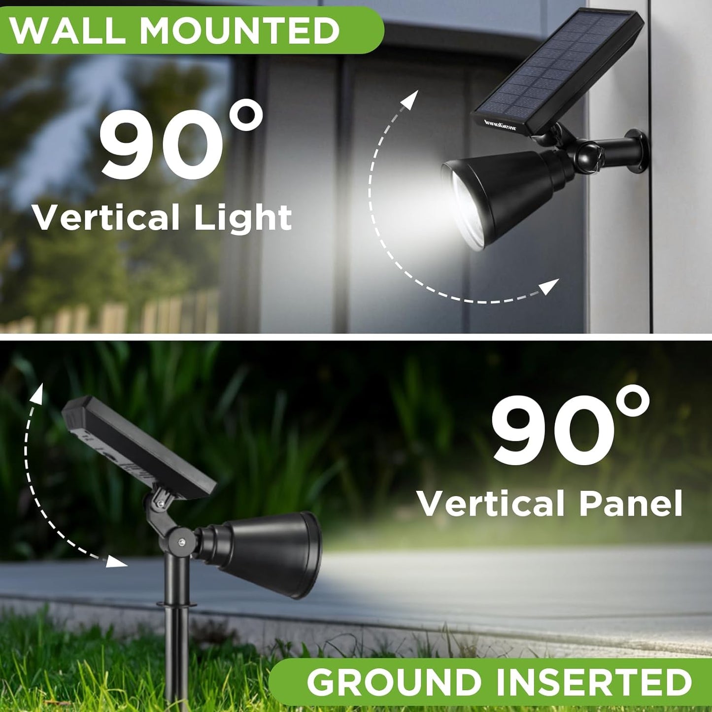 InnoGear Solar Lights Outdoor Waterproof Solar Garden Light for Outside Yard Landscape Lighting Pathway Spot Lights Spotlight Wall Light Auto On/Off, Pack of 4 (White)