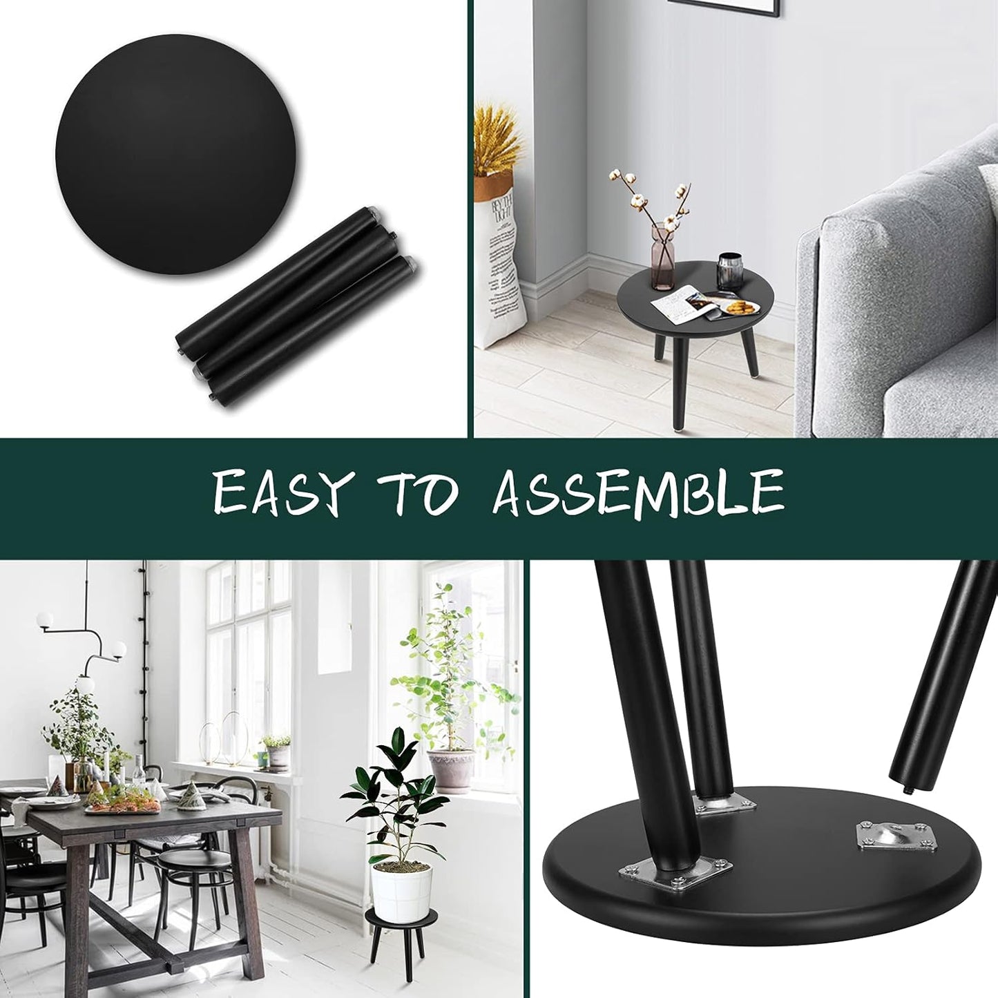 Uneedem Indoor Plant Stand, Modern Plant Table 8.9" Tall Wood Mid Century Flower Holder Small Round Side End Table