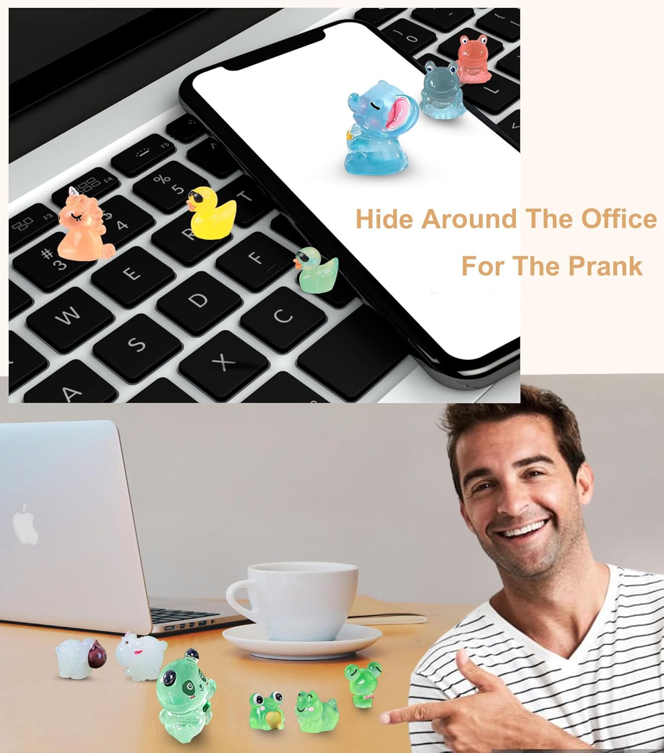 Luminous Mini Resin Animals 100 Pcs Tiny Animals Mini Ducks Owls Tiny Frogs Pandas Dinosaurs Small Birds Elephants Little Rabbits Glow in The Dark Garden Miniatures Fairy Garden Accessories