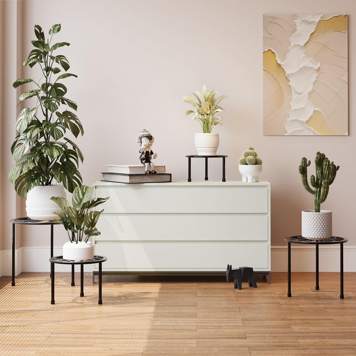 Metal Plant Stand Indoor Outdoor,Indoor Plant Stands for patio rust proof,Heavy Duty Flower Pot Stands for Multiple Plant,Black Potted Plant Holder for Garden Home (5 Pack Black)