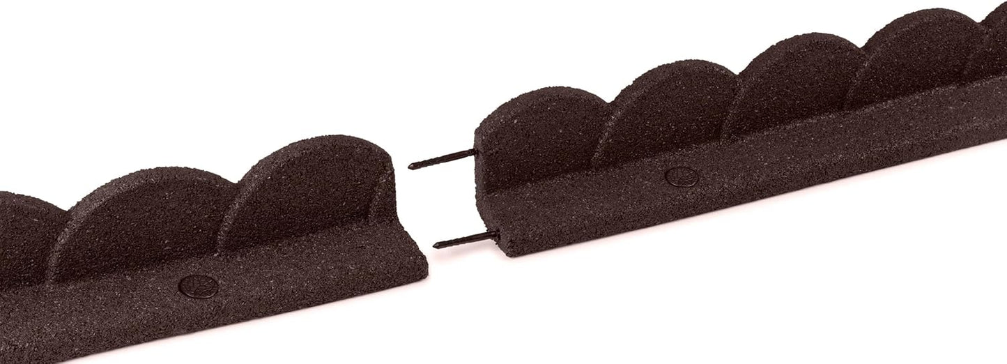 Playsafer L Shaped Flexible Rubber Scalloped Edger for Lawns Landscaping and Playground | Easy No Dig Installation| 4' Long (1, Brown)