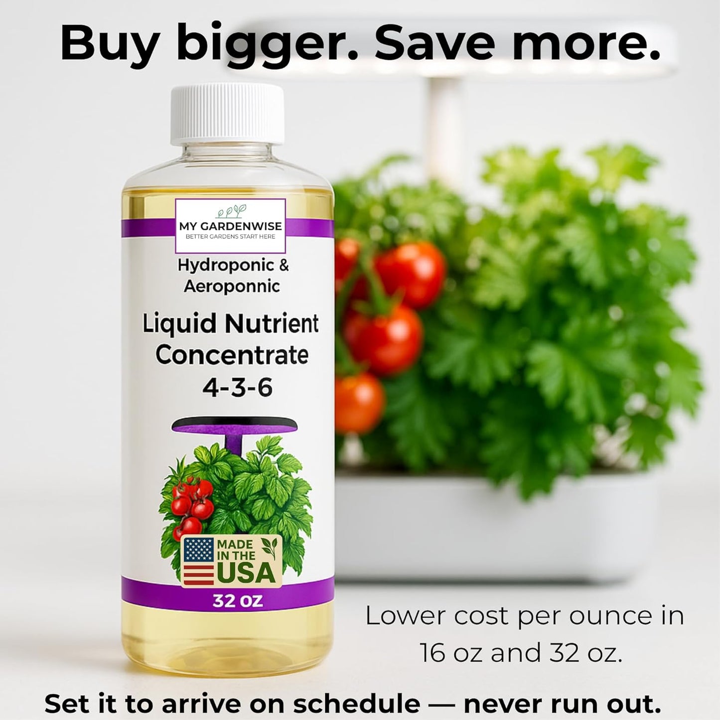 Liquid Plant Food โ Hydroponics Nutrients for Indoor House Plants, Tomato, Strawberry, Lucky Bamboo, Lettuce, Vegetable Garden & Herbs โ Aero Nutrients Liquid Fertilizer for All Growing Systems (8 oz)