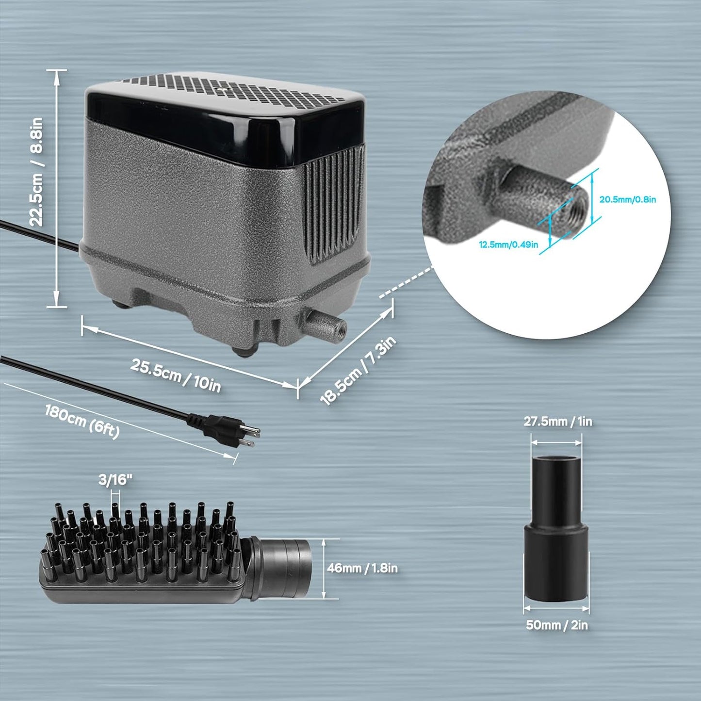 AquaMiracle Linear Air Pump ZP-40/ZP-60/ZP-100/ZP-200 for Pond Aeration, 635/950/1600/4000GPH Septic Air Pump Pond Aerators for Outdoor Ponds, Waste Treatment, Aquarium, Fish Farm, Seafood Restaurant