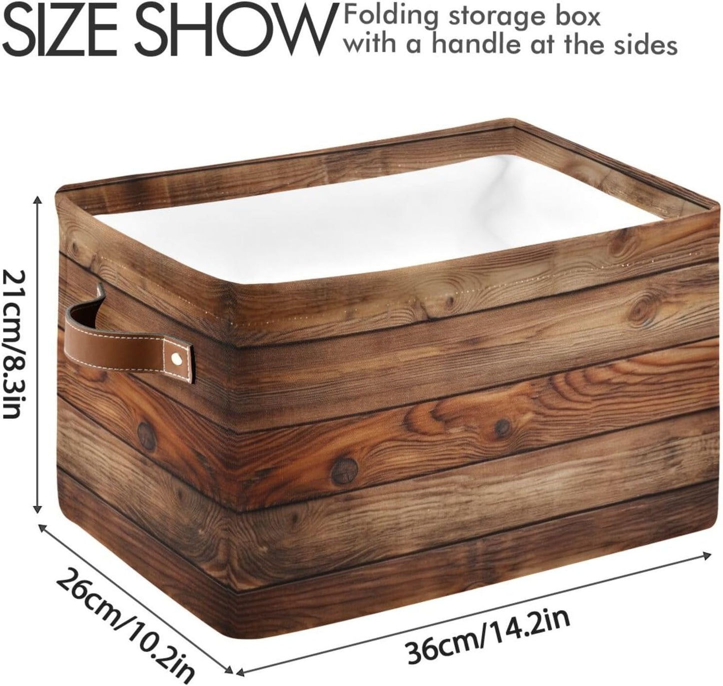 Wood Print Rectangular Retro Vintage Storage Basket Organizer Bin Shelf Baskets For Clothes Gifts For Home Office Dorm