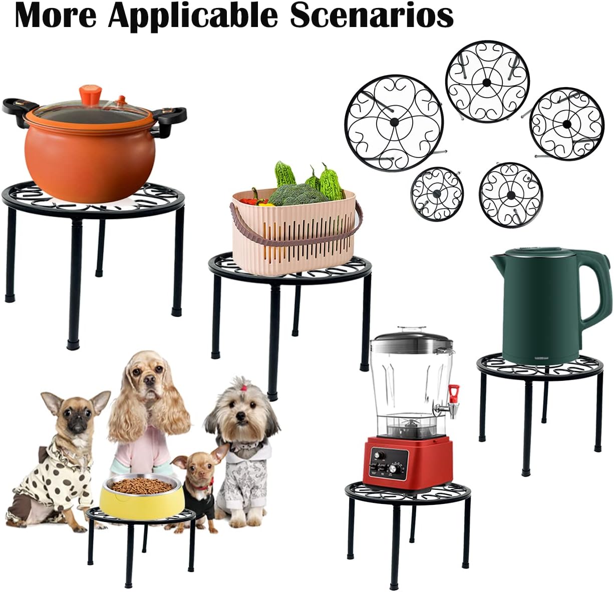 HAINARverS Metal Plant Stands 5-Pack, Heavy Duty Rustproof Iron Corner Flower Pot Stand Holder,Round Supports Display Rack Tiered Plant Stand Shelf For Indoor And Outdoor Multiple (Black)