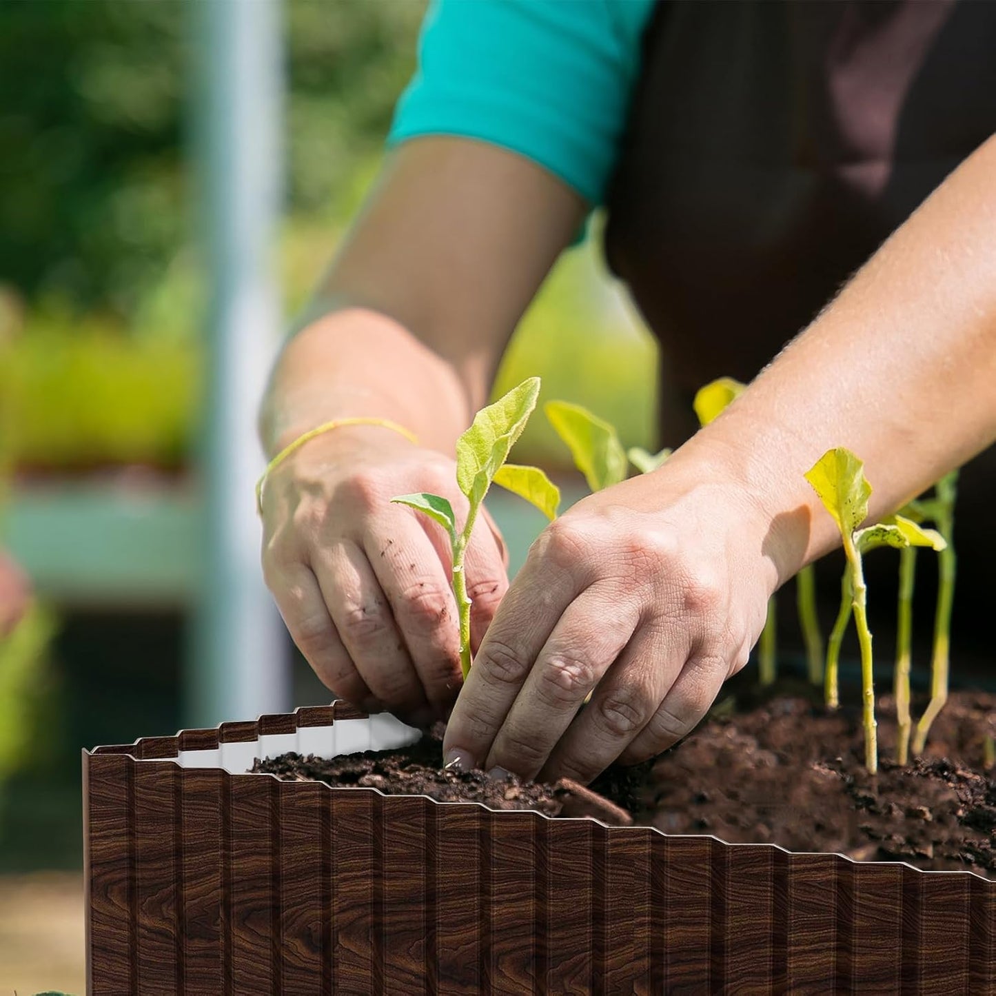 SnugNiture Corrugated Metal Garden Edging,6" x 20' Sturdy Lawn Edging Border,Landscape Edging Border for Lawn, Flower Bed,Garden and Yard(Brown)