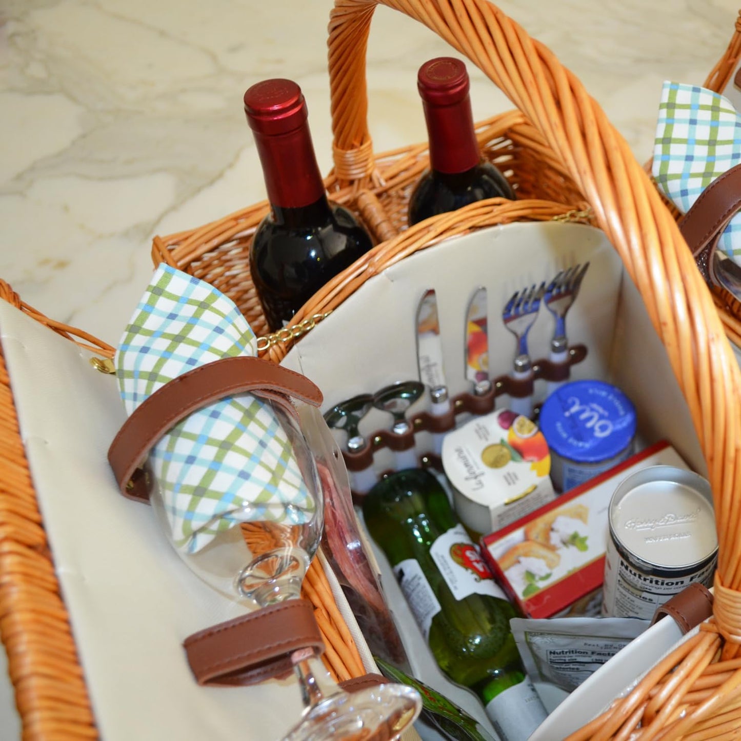 Picnic at Ascot Vineyard Willow Picnic Basket with service for 2 - Gazebo