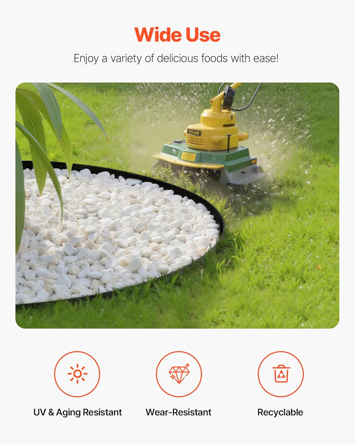 VEVOR Landscape Edging, 20 ft x 2 in Plastic Garden Border Edging with 120 Spikes, No Dig, Flexible Lawn Edgings Roll, UV-Resistant Mini Fence Borders Pathway Edgings for Flower Beds Yard Paver