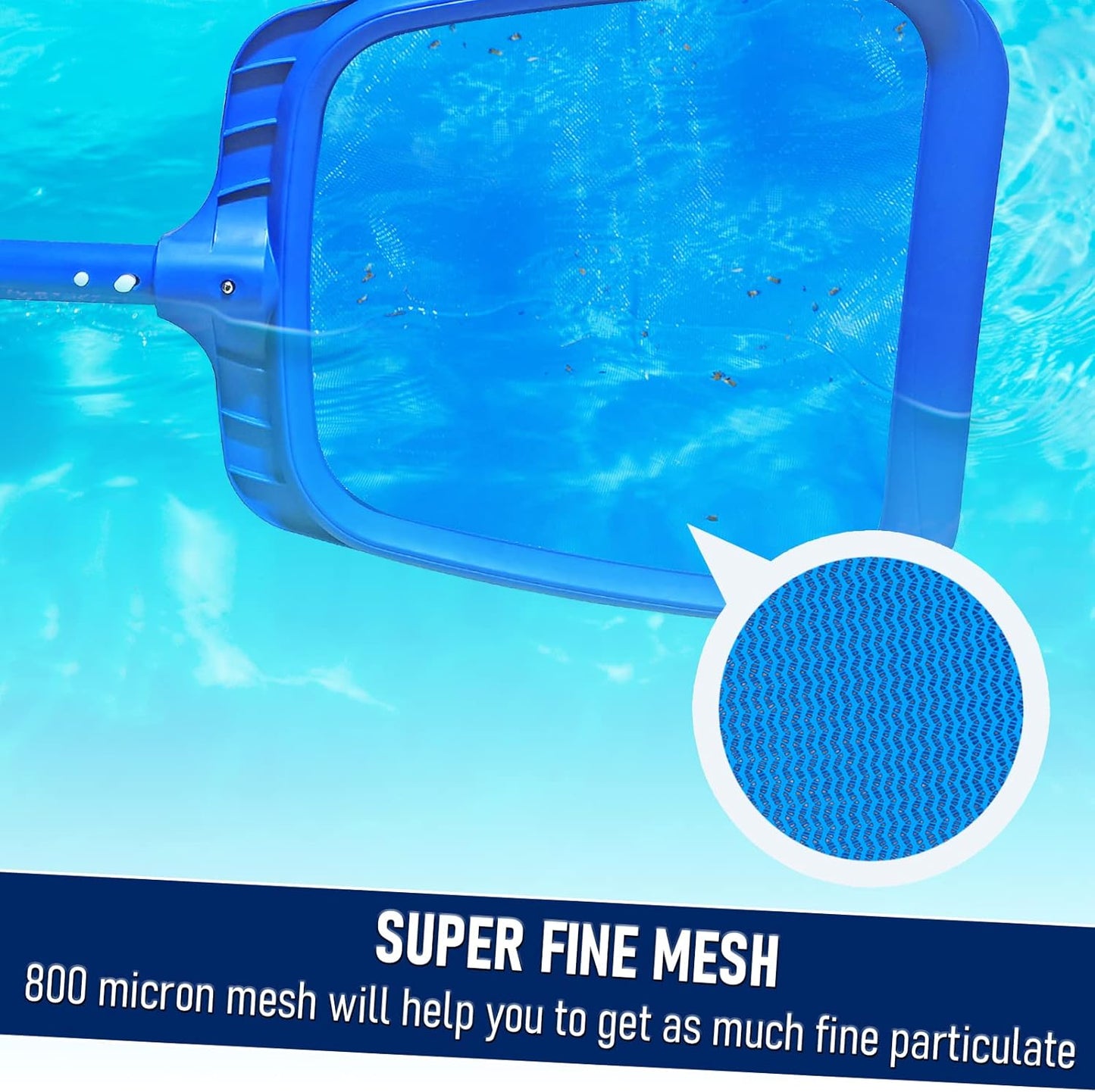 Poolvio Heavy Duty Swimming Pool Leaf Skimmer Net with Strong Reinforced Handle for Cleaning Swimming Pools, Hot Tubs, Spas and Fountains