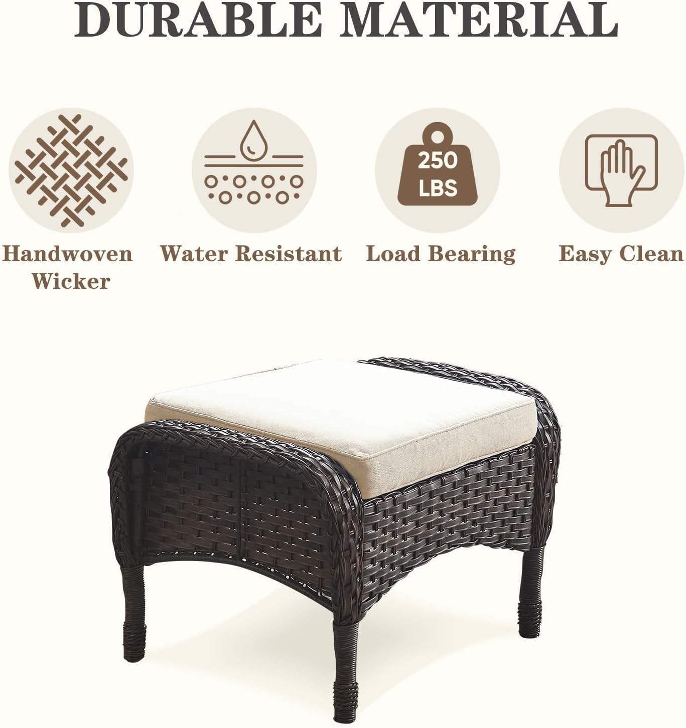 6 Piece Patio Conversation Sets - Wicker Patio Furniture Sets with Outdoor Swivel Rocker Chairs Outdoor Couch Perfect for Deck Patio Backyard, Brown Wicker Beige Cushion