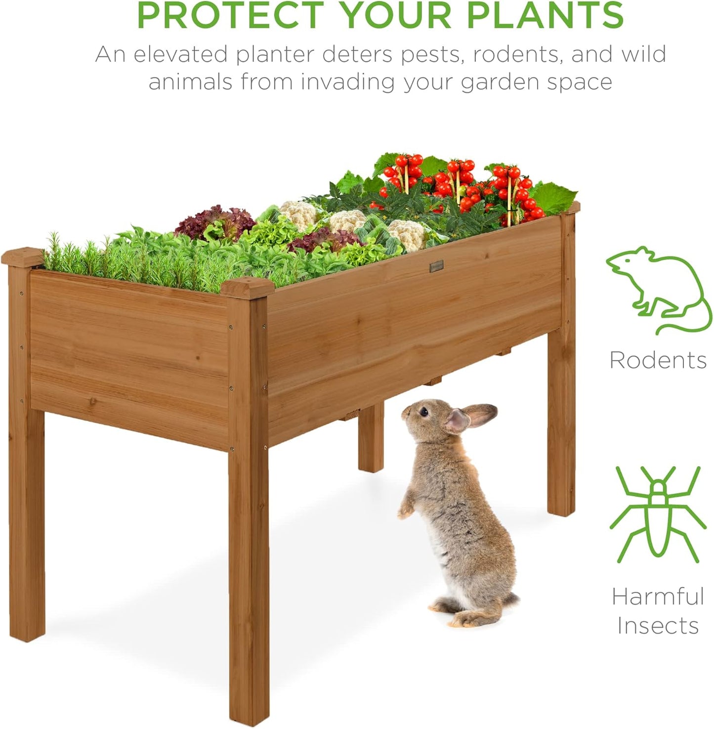 Best Choice Products 48 x 24 x 30 Inches Raised Garden Bed, Elevated Wood Planter Box Stand for Backyard, Patio, Balcony with Bed Liner, 200 Pound Capacity - Acorn Brown