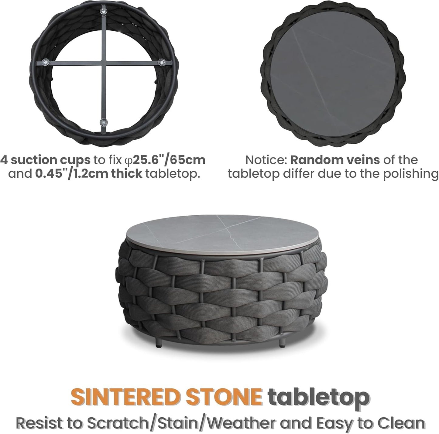 Lanai Outdoor Furniture Sofa Set: 6-Piece Aluminum Woven Rope Patio Conversation Set w/Table - Modern Cushions Couch Set - No Assembly Porch Seating for Deck Yard Garden Pool Hotel Resort