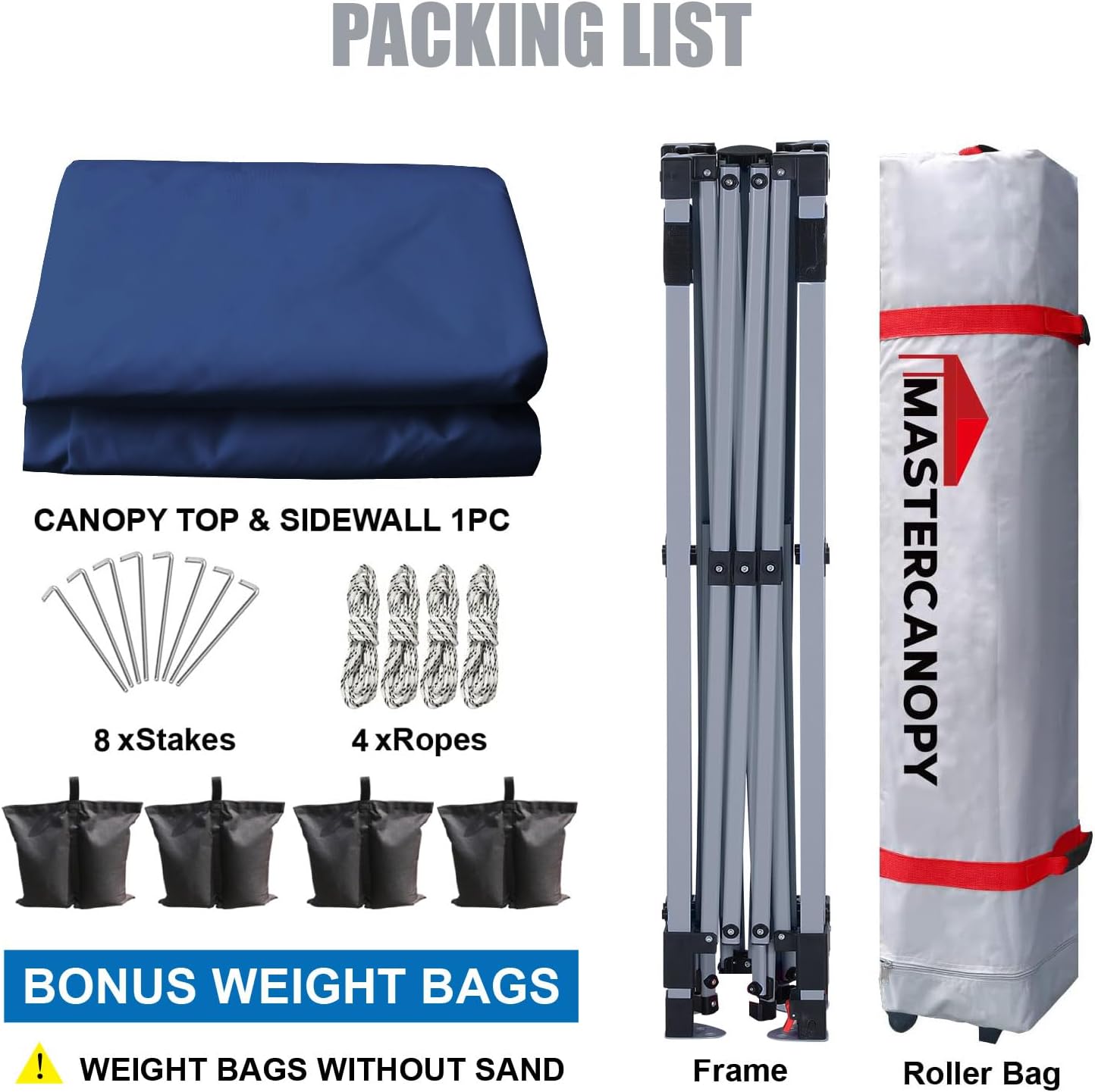 MASTERCANOPY Durable Pop-up Canopy Tent with 1 Sidewall (10'x10',Navy Blue)