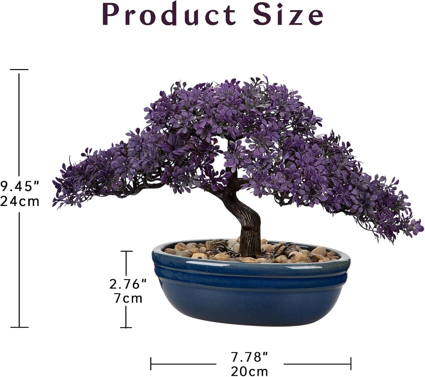 Artificial Bonsai Tree Juniper Faux Plants Indoor Fake Plants Decor with Blue Ceramic Pots for Home Table Office Desk Bathroom Shelf Bedroom Living Room Farmhouse Decorations