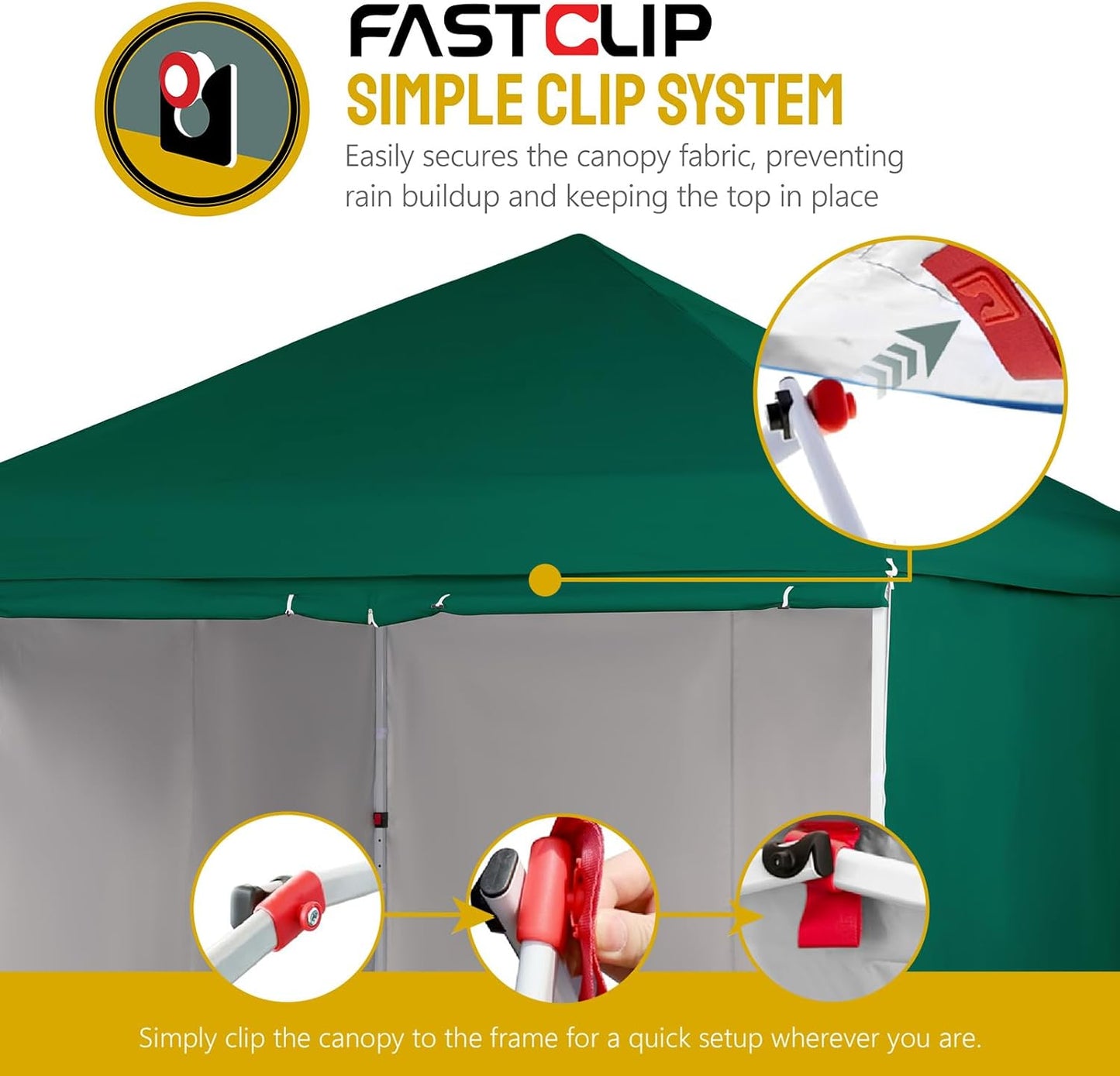 CROWN SHADES 10X10 Comercial Instant Canopy Pop Up Tent with Center Lock (10x10 with 4 Sidewalls, Forest Green)