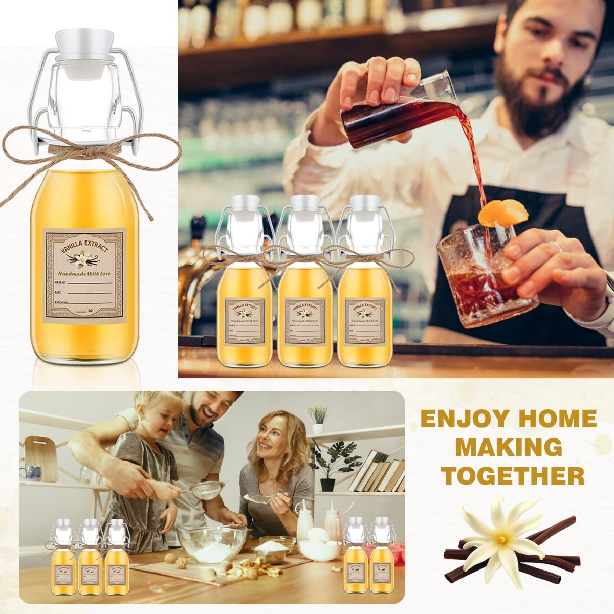 20Pcs 4 oz Swing Top Glass Bottles for Vanilla Extract Homemade,Flip Top Glass Bottles for Food Storage Canister for Hot Sauce Beans