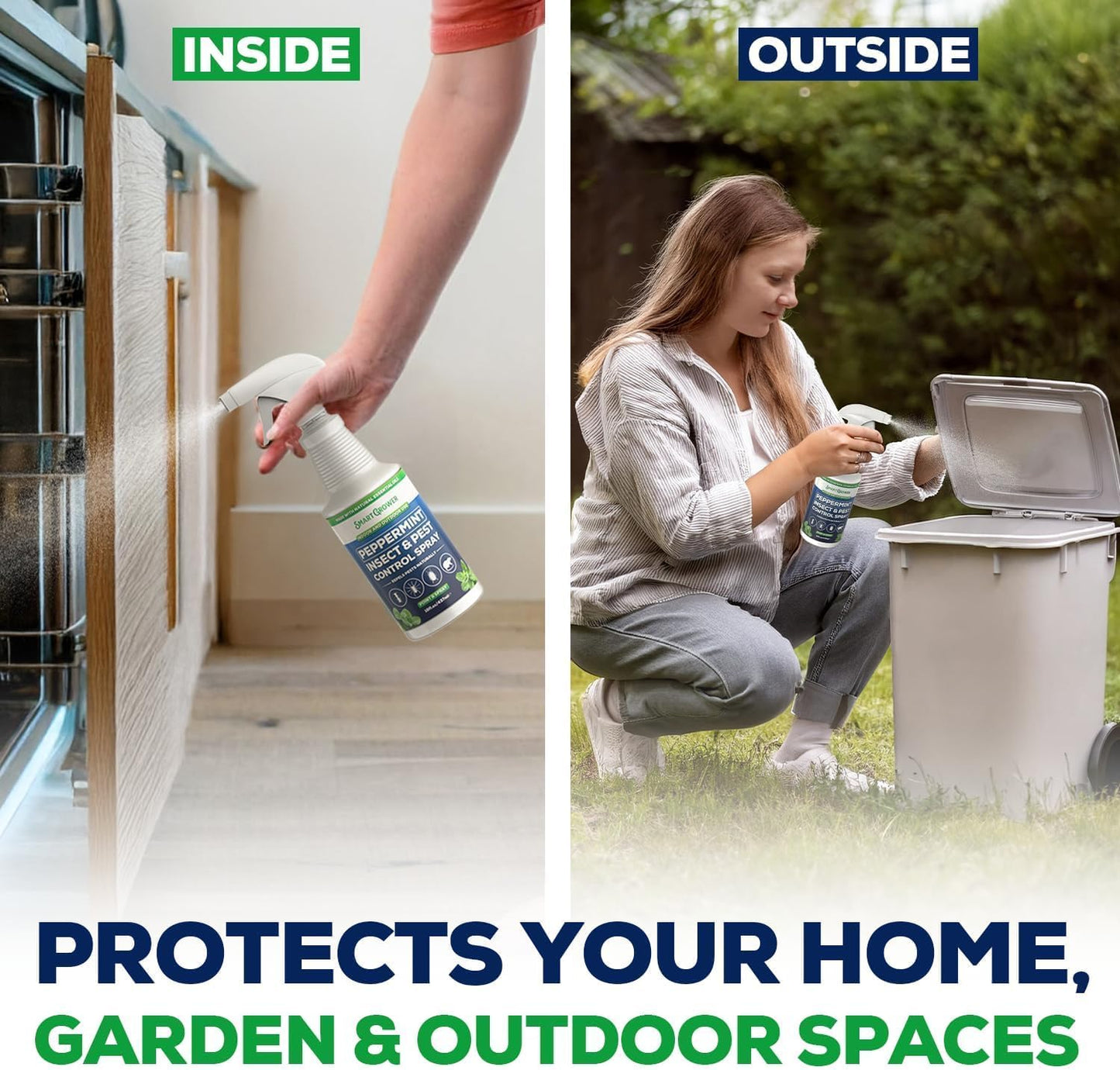 All Natural Peppermint Oil Insect & Pest Control Spray Repels Mice, Spiders, Ants, for Home, Indoor, Outdoor, Garden Maximum Strength Smart Grower Ready to Use 32 FL OZ