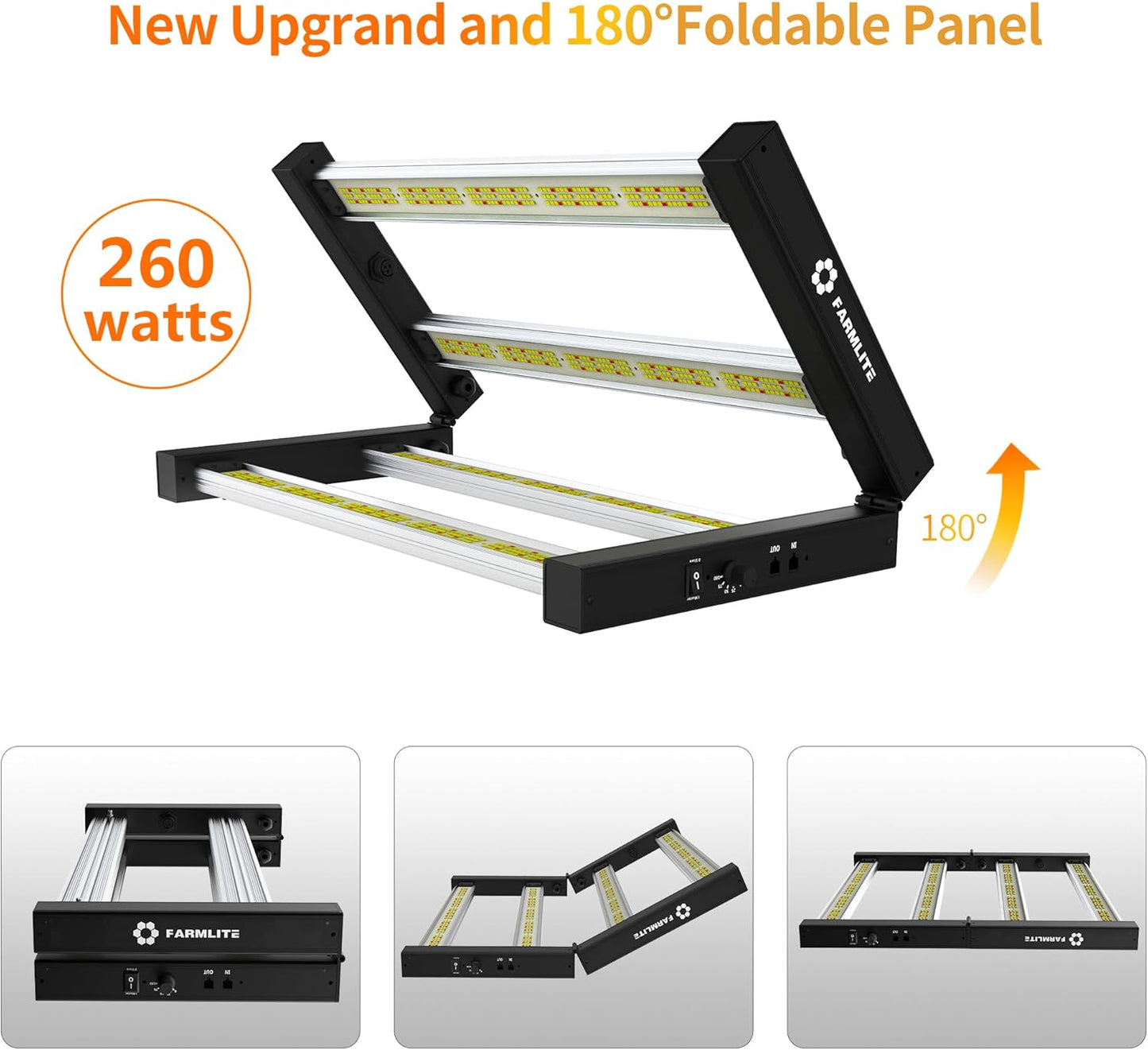 FARMLITE Grow Light LED Grow Lights for Indoor Plants Full Spectrum Growing Light Plant Hanging Growing Lamps Seedling Daisy Chain Dimmable Board 4x4ft Coverage (260watts)