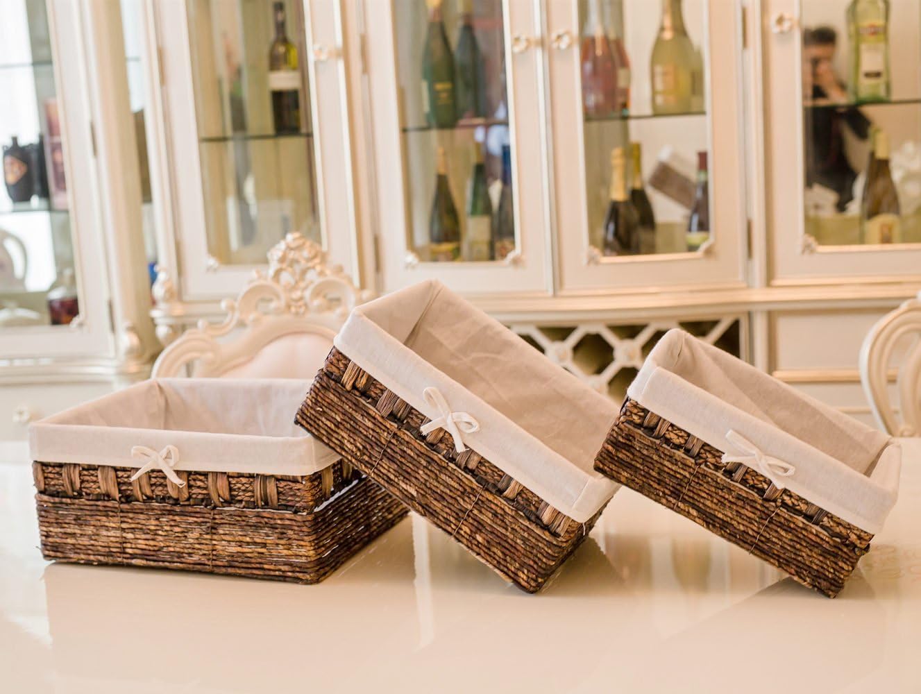 Handmade Woven Maize and Hyacinth Storage Basket,Kingwillow, (Set of 3)