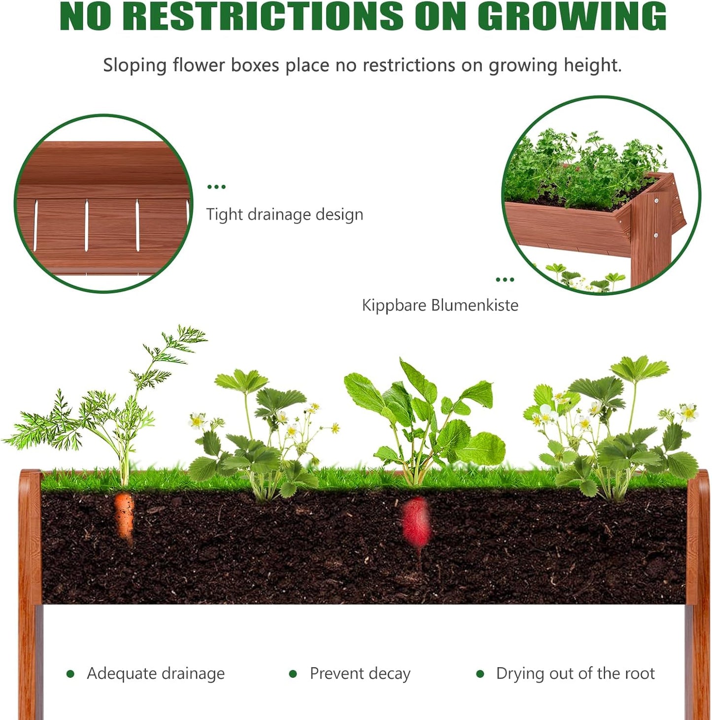 Wooden Vertical Raised Garden Bed, 5 Tier Garden Planters Raised Beds Freestanding Plant Stand Flower Rack Wooden Planter Box for Plants Herbs Flowers Vegetables Outdoor Indoor Gardening