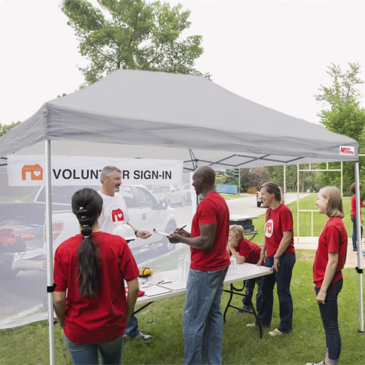 MASTERCANOPY Heavy Duty Pop-up Canopy Tent with Sidewalls (10x15,Gray)