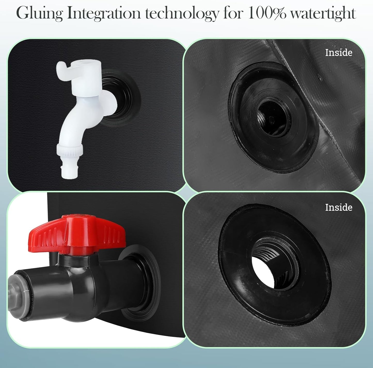 53 Gallon Collapsible Rain Barrel, SKM Portable Rain Water Collection Barrel for Garden/Outside/Lawn, PVC Rainwater Collection System Water Tank Storage Container with Spigots & Overflow Kit, Black