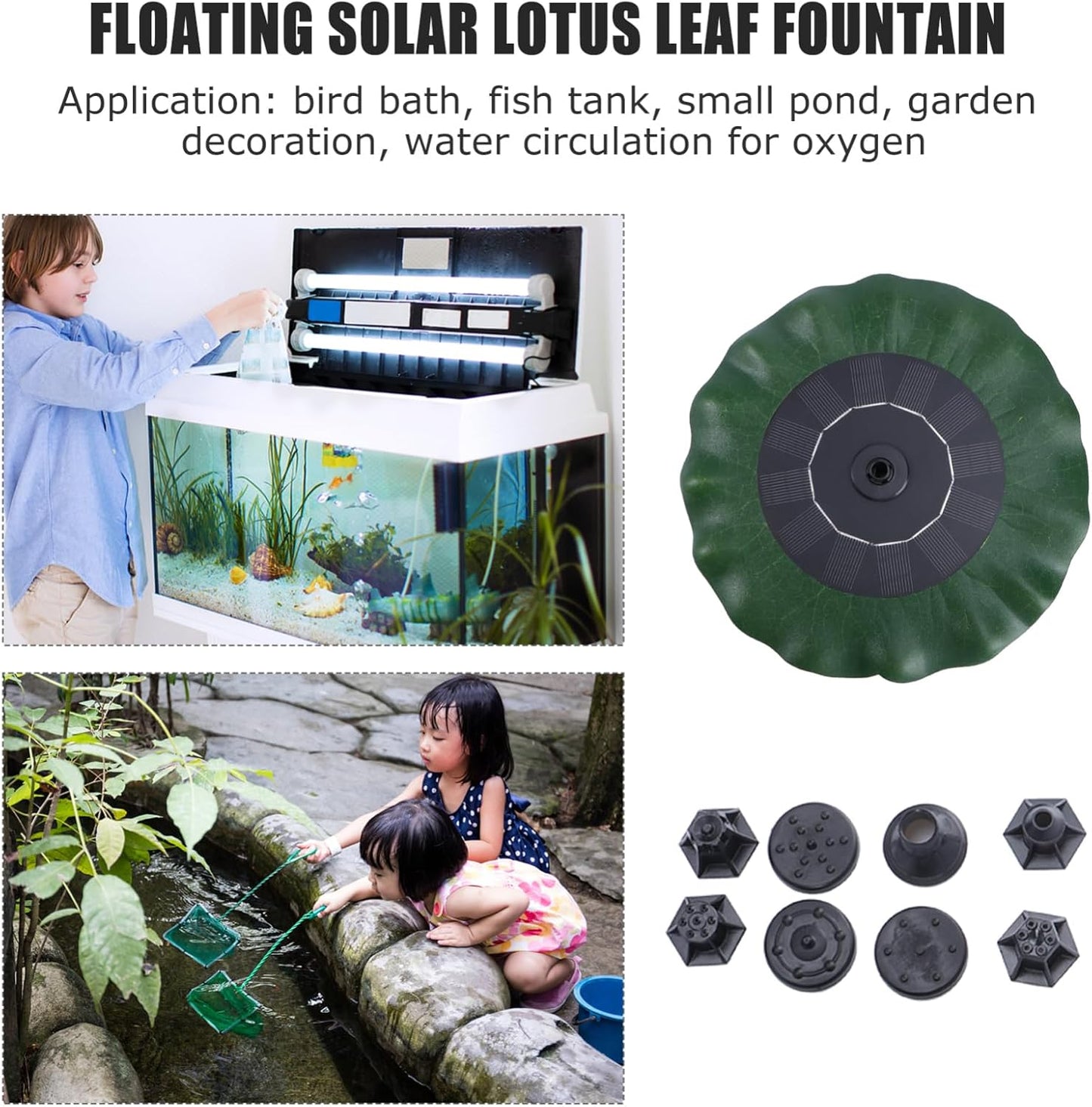 DOITOOL Solar Bird Bath Fountain Pump: Floating Solar Fountain Outdoor with 8 Nozzle, Powered Water Pump Lotus Leaf for Bird Bath, Pond, Poo