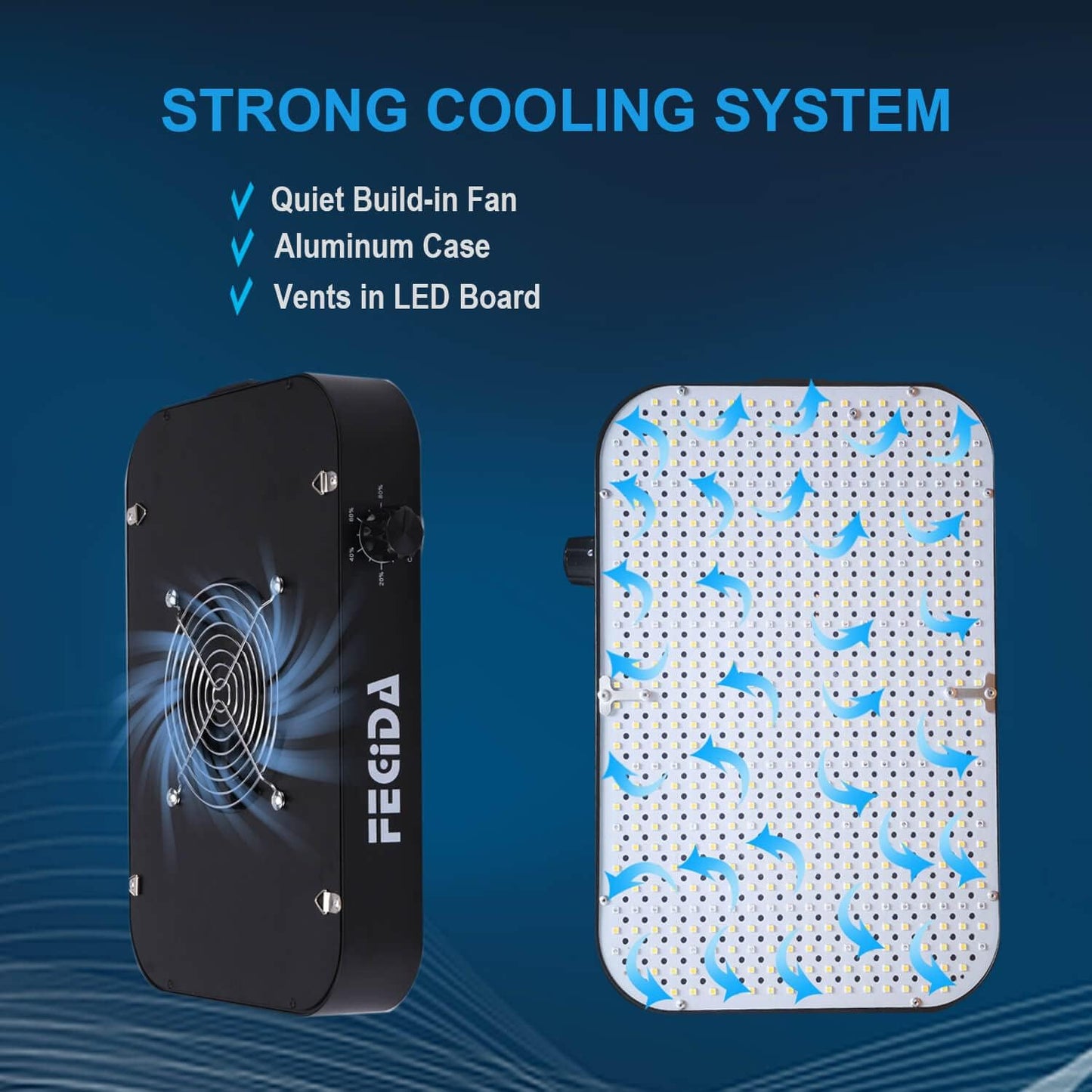 FECiDA Professional LED Grow Light Dimmable, 2025 Upgrade High Output 2x2 ft Grow Tent Light for All Growth Stages, 130 Watt Actual Power Full Spectrum Plant Growing Lamps, Quiet Built-in Fan