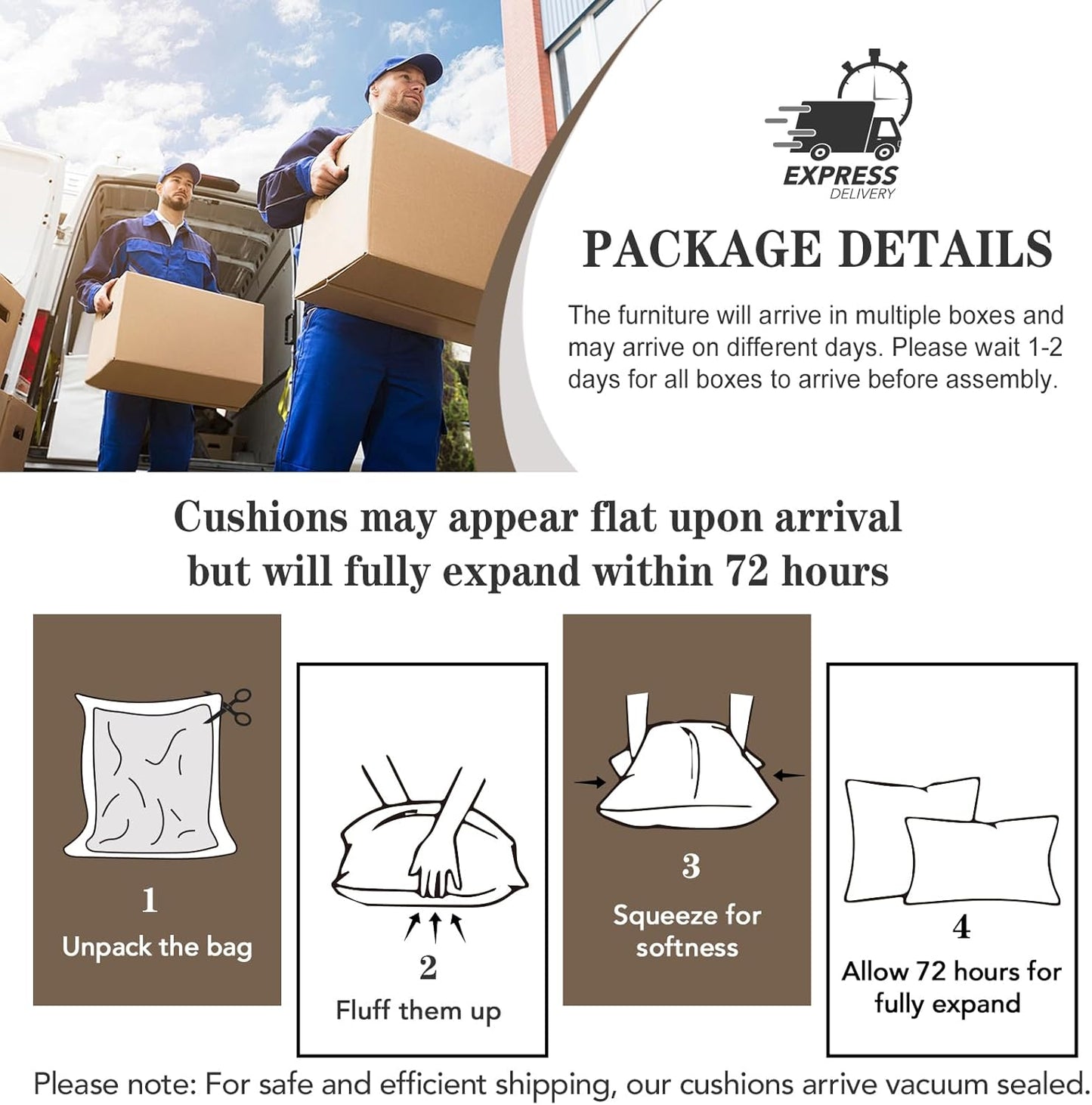 EAGLE PEAK Natural Wood Outdoor Patio Furniture, Cedar Furniture, Conversation Set, Outdoor Seating for Deck Patio Porch, Sofa & Coffee Table, 2 Pieces, Brown/Beige