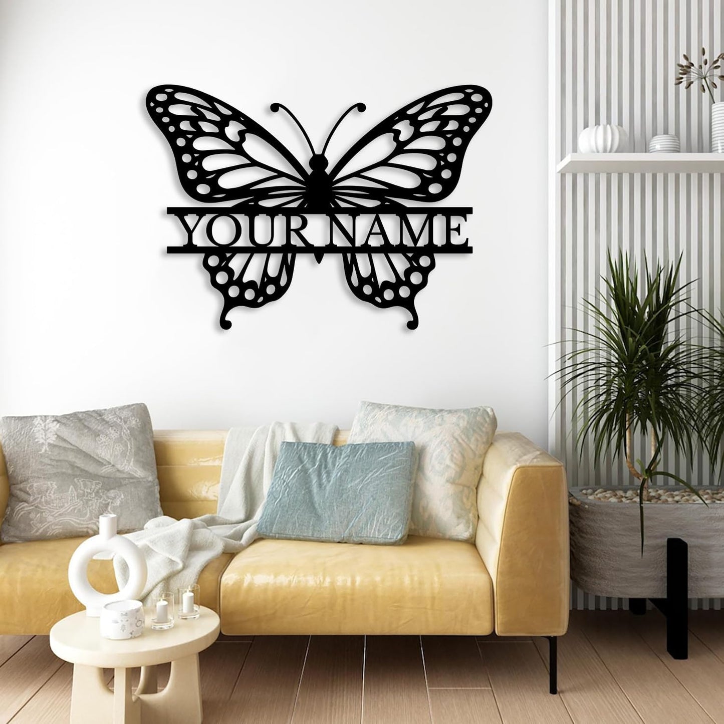 Custom Butterfly Metal Sign,Personalized Butterfly House Number Signs,Personalized Gardener Name Sign,Garden Patio Wall Decor (Style-1)
