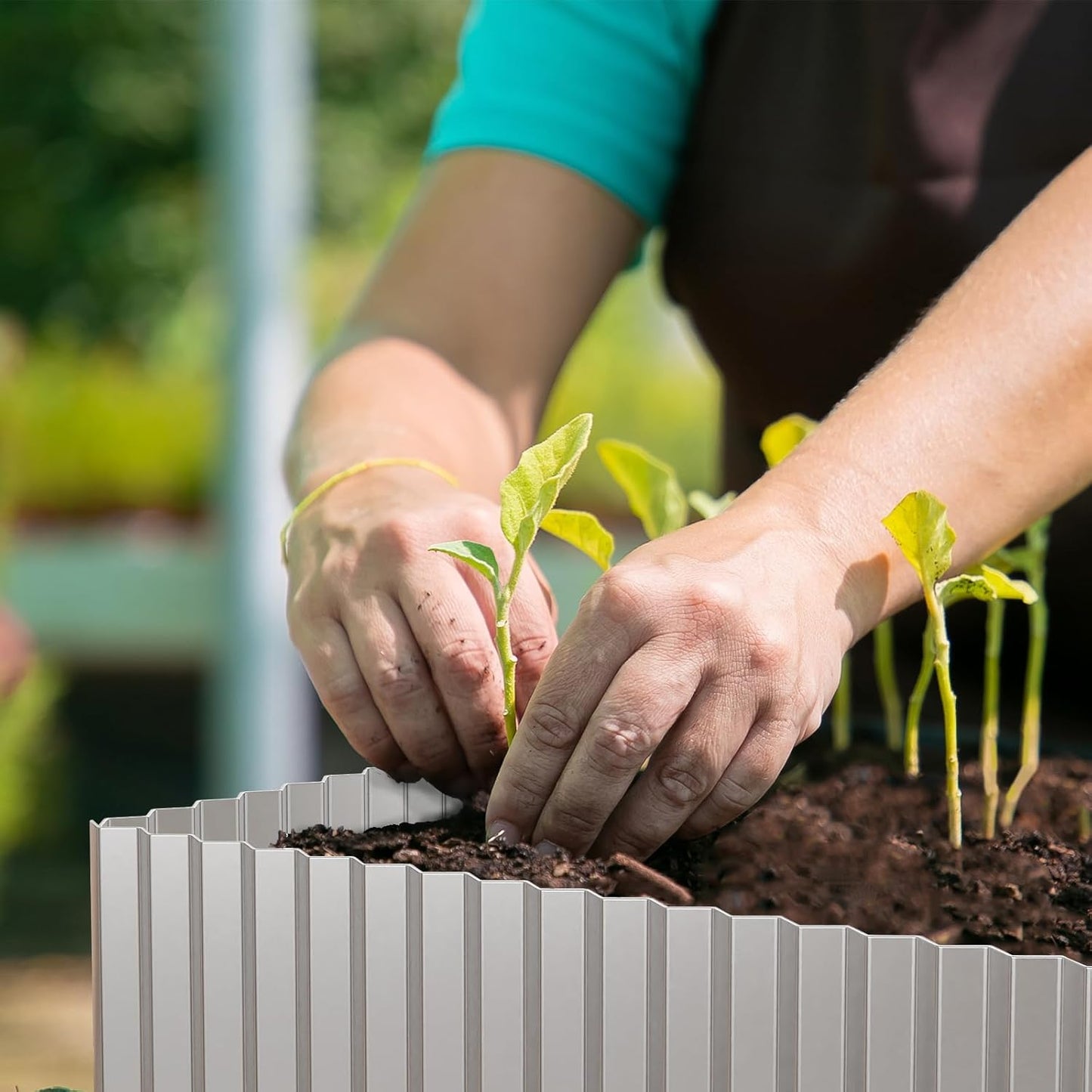 SnugNiture Corrugated Metal Garden Edging,6" x 50' Sturdy Lawn Edging Border,Landscape Edging Border for Lawn, Flower Bed,Garden and Yard