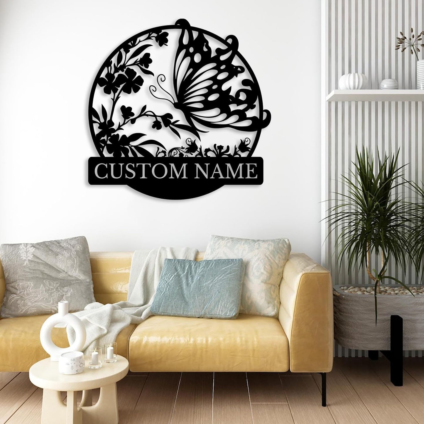 Custom Butterfly Metal Sign,Personalized Butterfly House Number Signs,Personalized Gardener Name Sign,Garden Patio Wall Decor (Style-3)