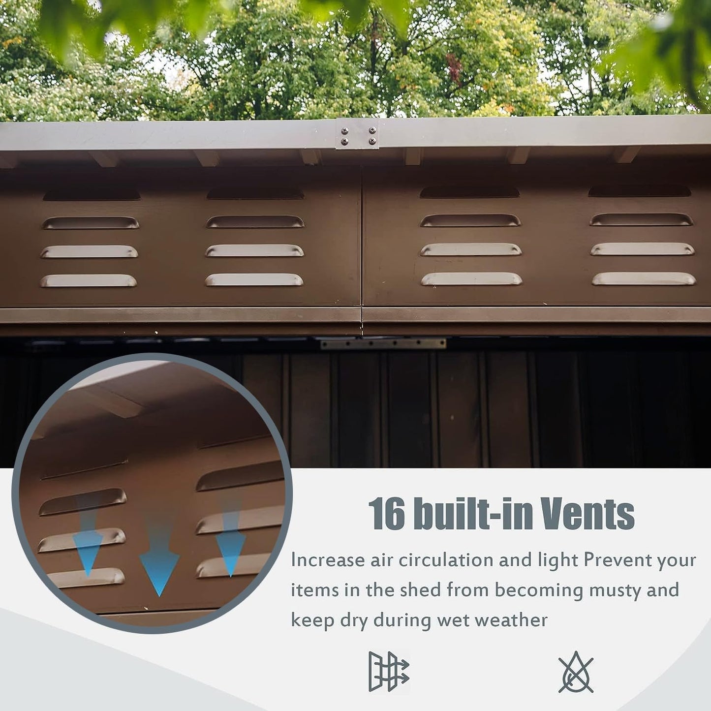 Domi Outdoor Storage Shed 6' x 4.5’, Metal Garden Shed with Galvanized Steel Frame for Bike, Tools, Lawn Mowers, Pool Toys, Outdoor Storage Cabinet with Lockable Door for Garden Lawn Patio (Brown)