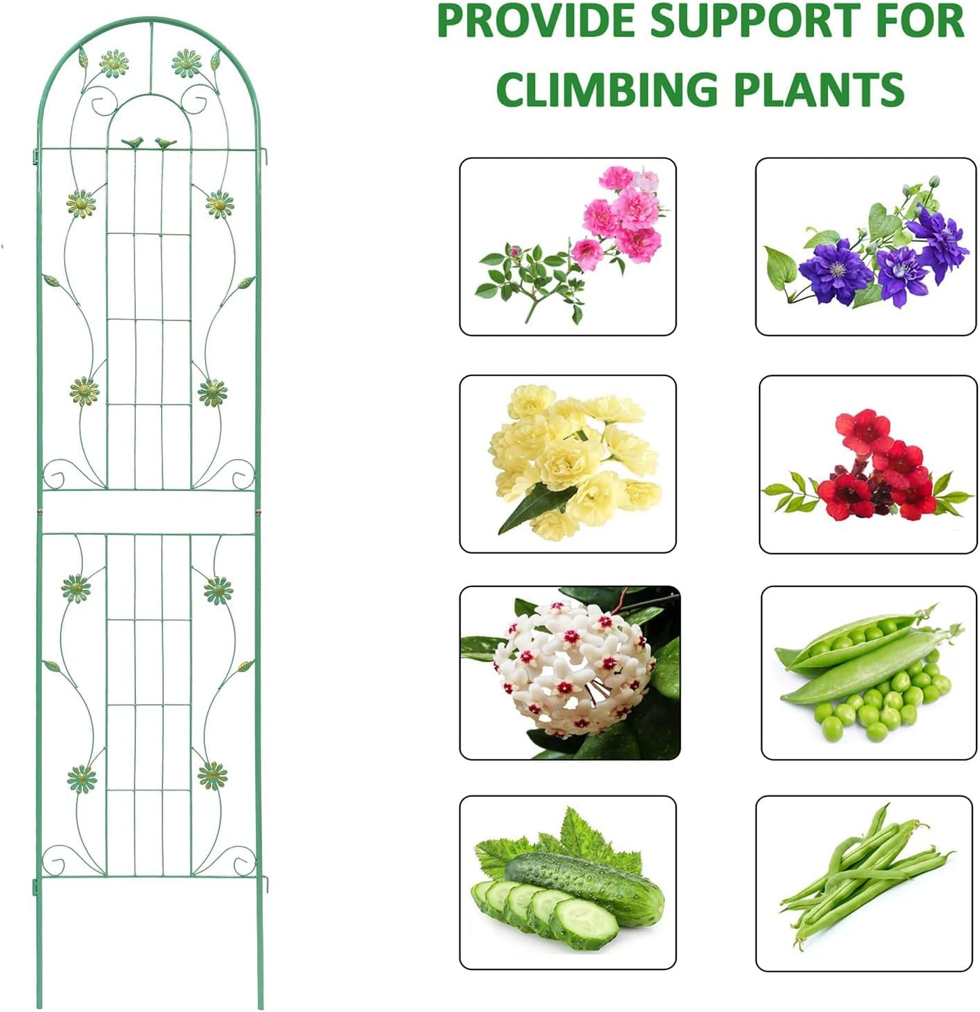 4 Pack Metal Garden Trellis 86.7" H Garden Fence Rustproof Trellis for Climbing Plants Support Roses Flower Outdoor Lawn Green-Blue Tall Trellis