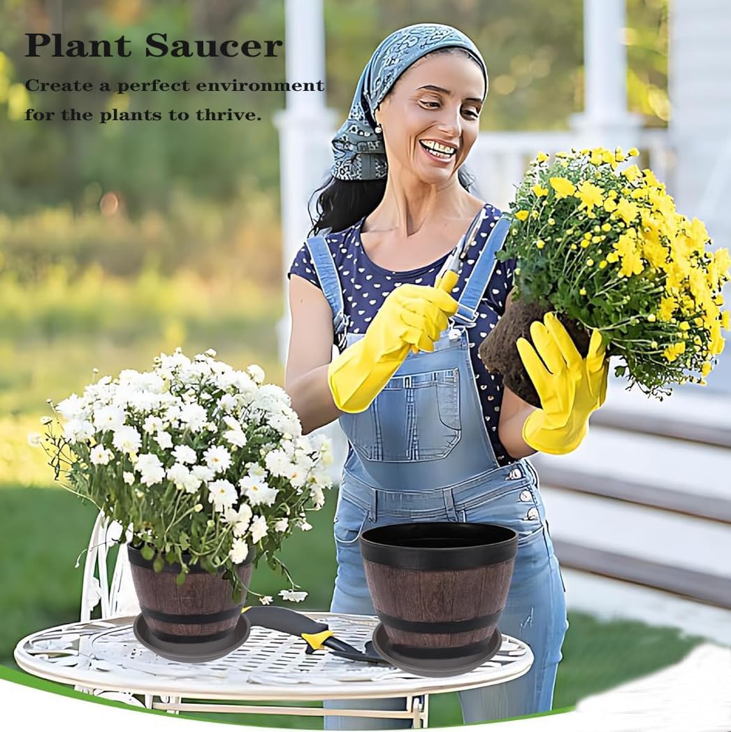 2 Pack of 26 inch Plant Saucer, Large Plant Tray, Heavy Sturdy Plant Drainage Tray for Indoors, Bird Bath Bowls, Sturdy Plastic Pot Tray for Planter 23 24 25"(Brown)