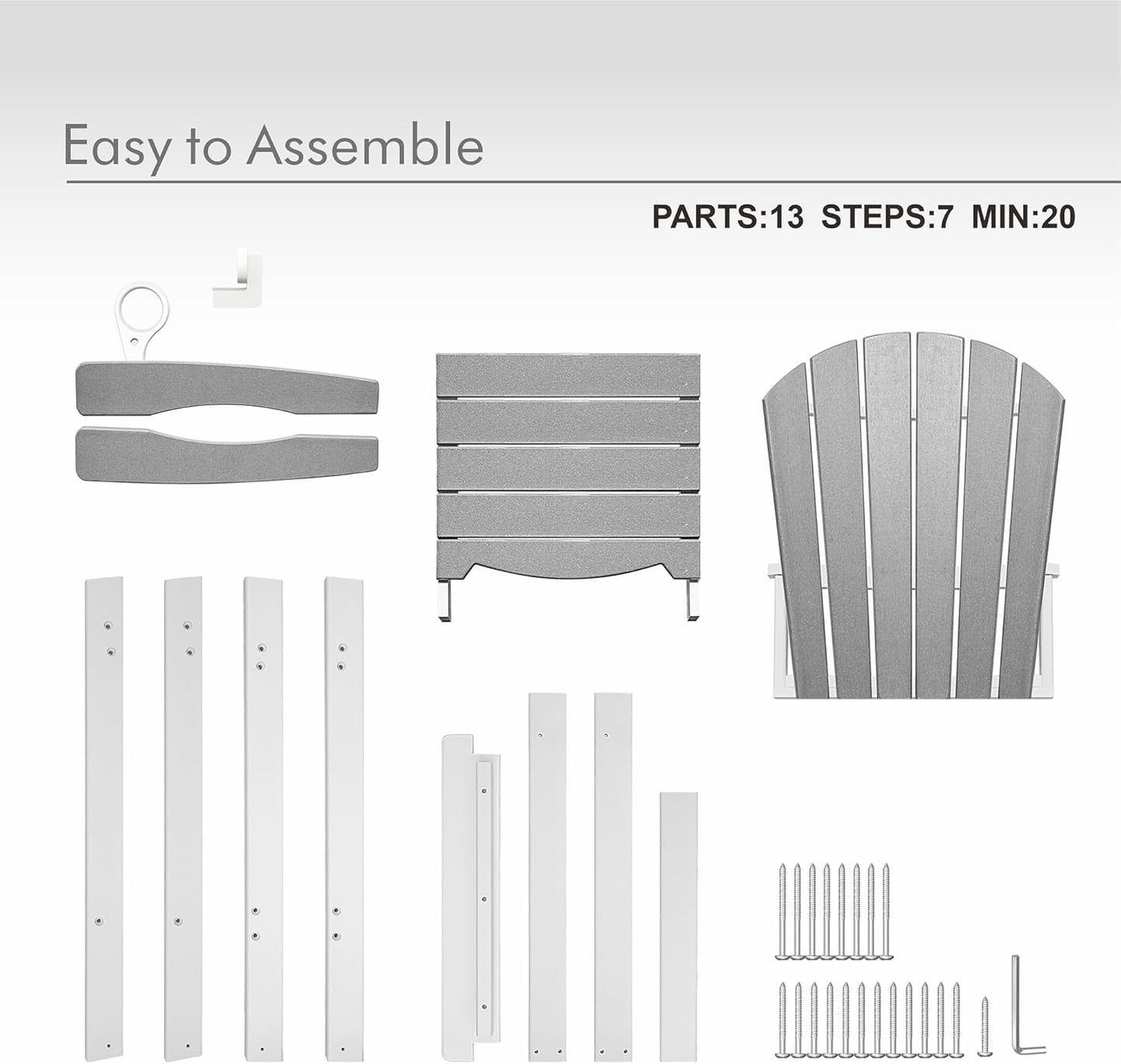 Patio Bar Tables, Outdoor Bar Table, Tall Adirondack Chairs Patio Bar Tables Set (Gray, 2 PCS Set)