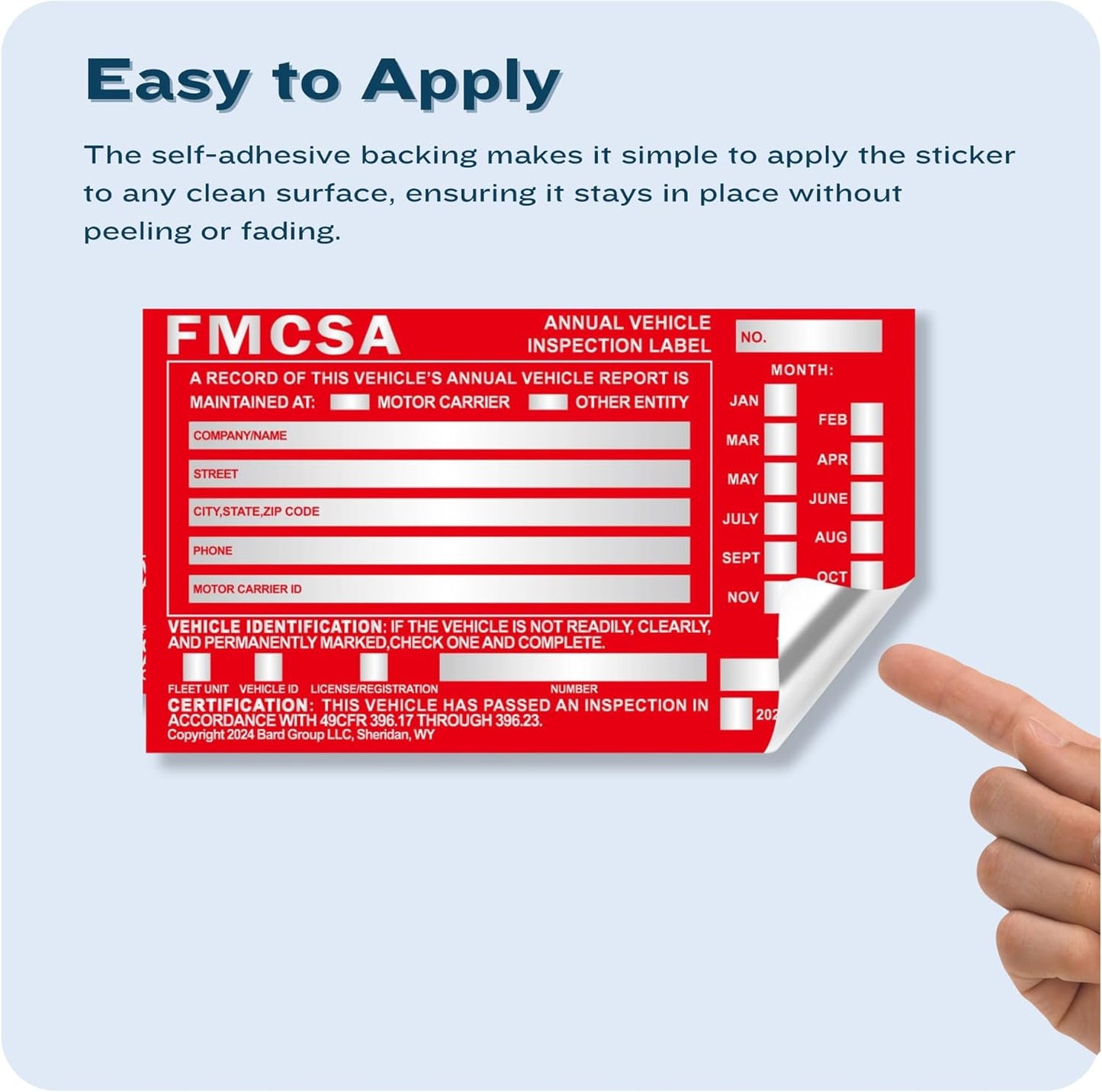 40-Pack DOT Compliant Aluminum Annual Vehicle Inspection Label – Red FMCSA Label with Punch Boxes